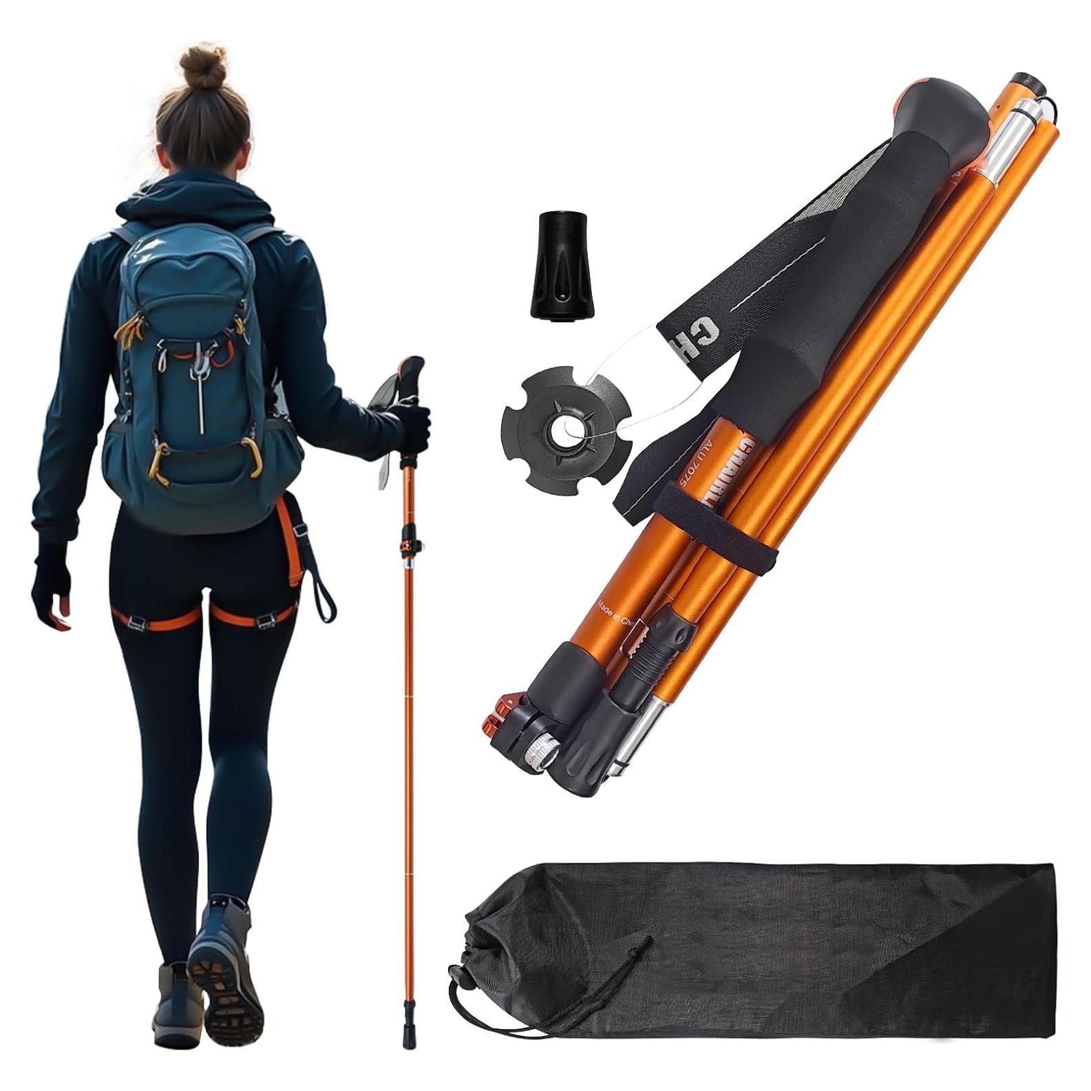 Bastones de Senderismo Plegables Genérico Aluminio 110 cm Naranja