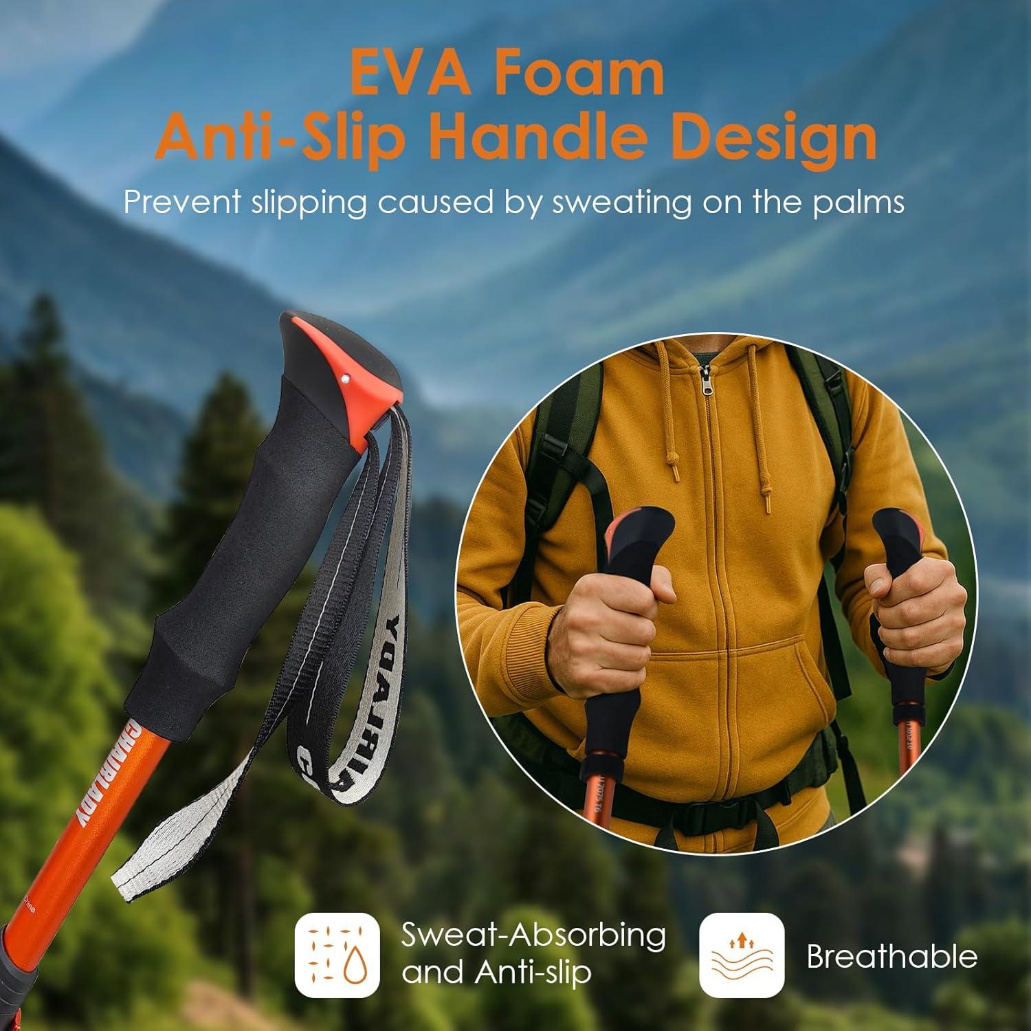 Bastones de Senderismo Plegables Genérico Aluminio 110 cm Naranja