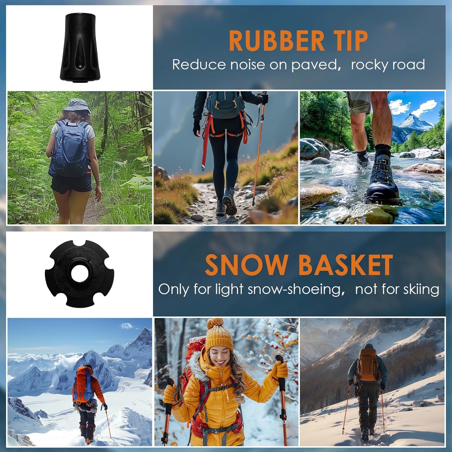 Bastones de Senderismo Plegables Genérico Aluminio 110 cm Naranja