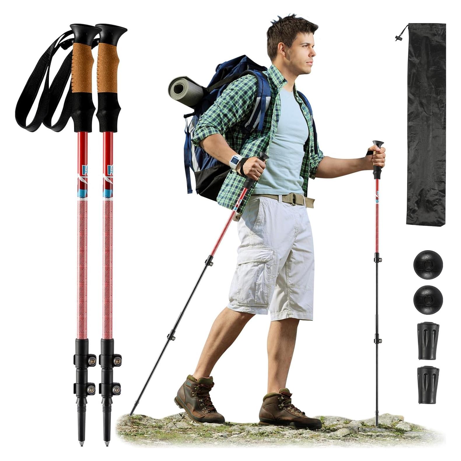 Bastones de Trekking HXE de Fibra de Carbono Ajustables 2 Piezas