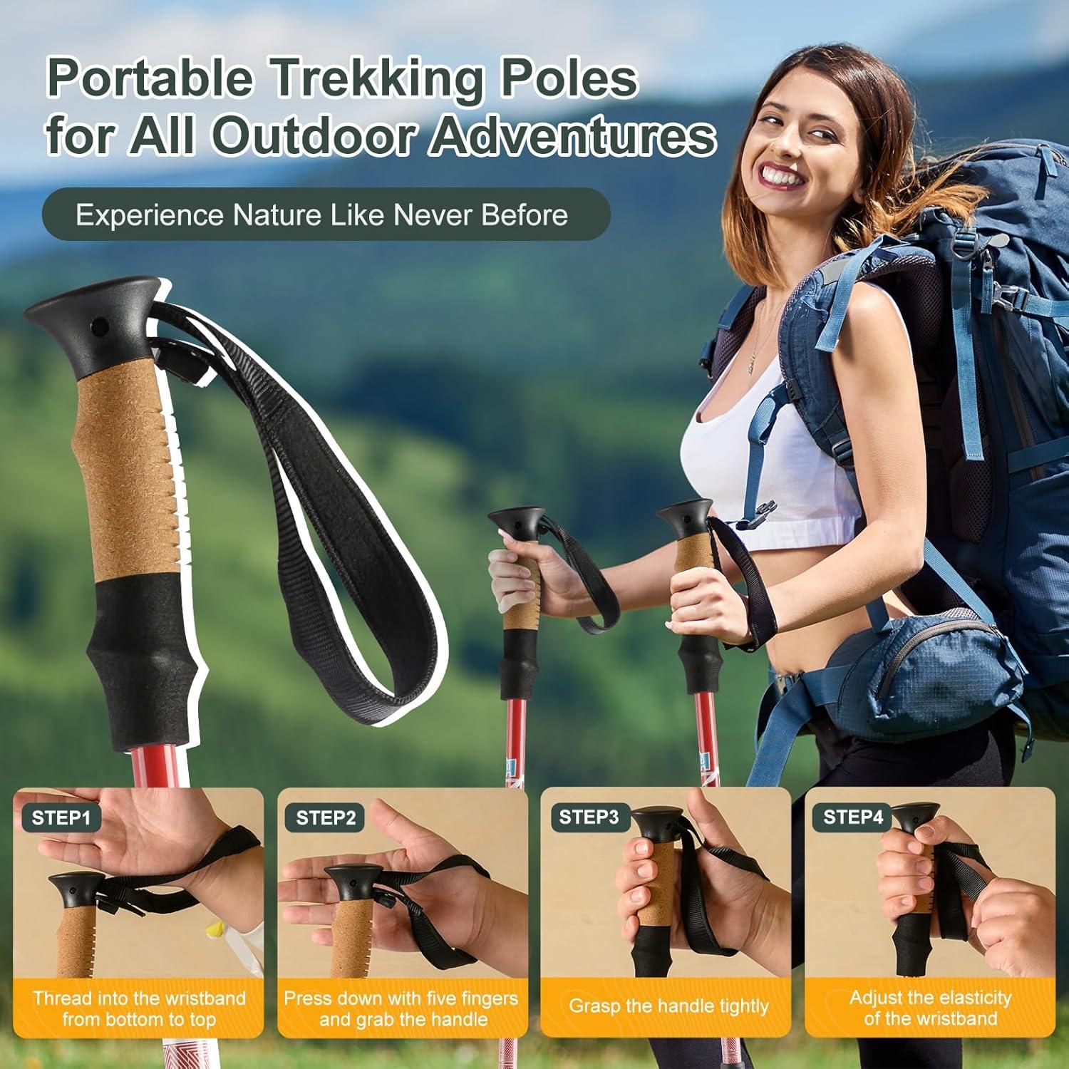 Bastones de Trekking HXE de Fibra de Carbono Ajustables 2 Piezas