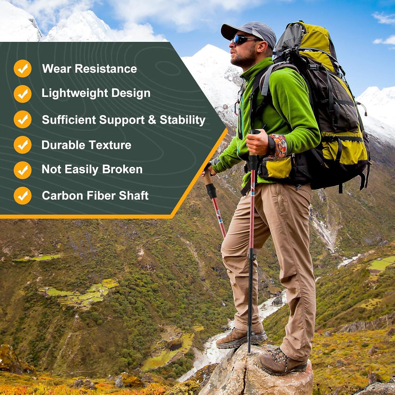 Bastones de Trekking HXE de Fibra de Carbono Ajustables 2 Piezas