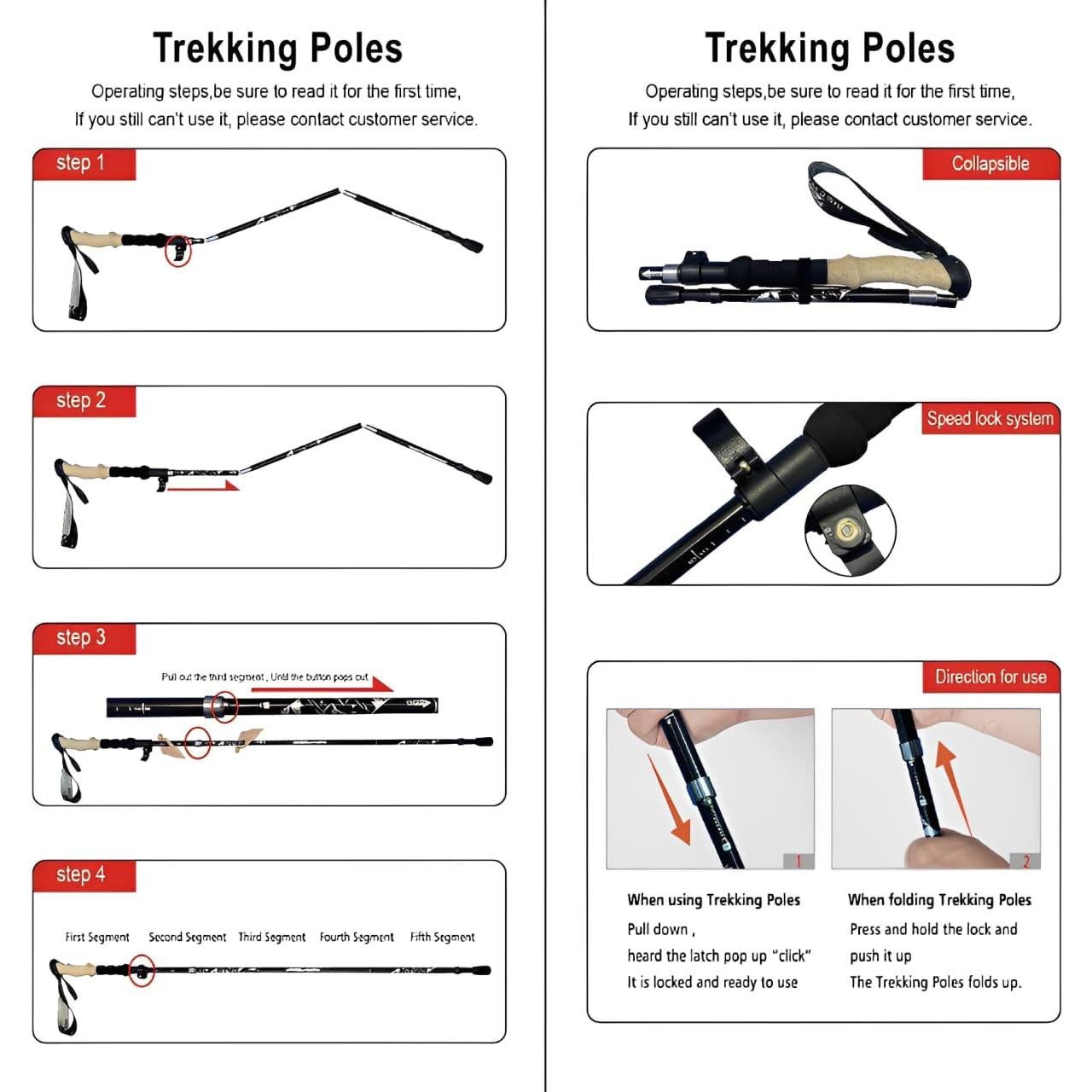 Bastón de Senderismo Telescópico Topyond Aluminio 125cm