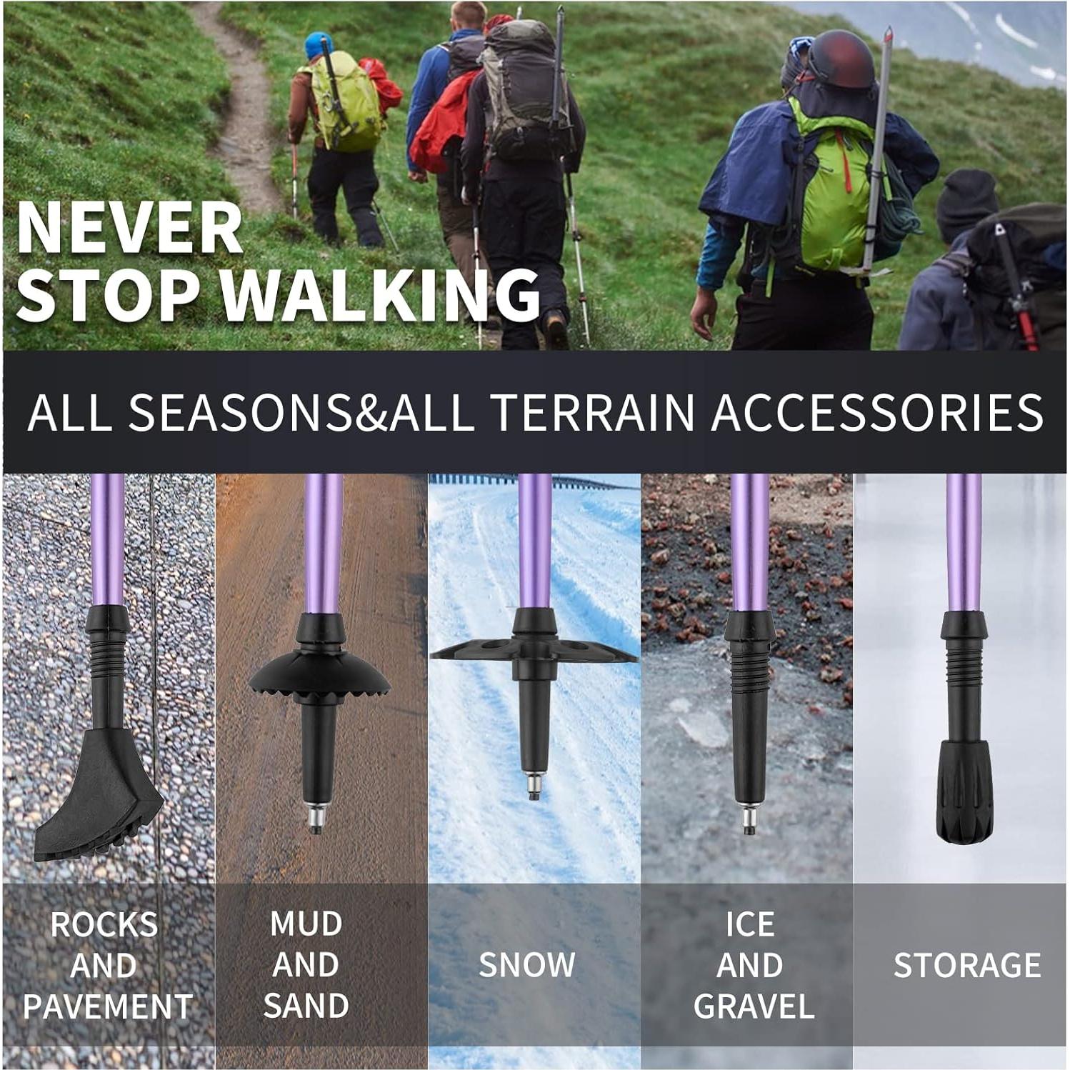 Bastones de Trekking AISUNOUTDOOR Aluminio Plegables 130 cm