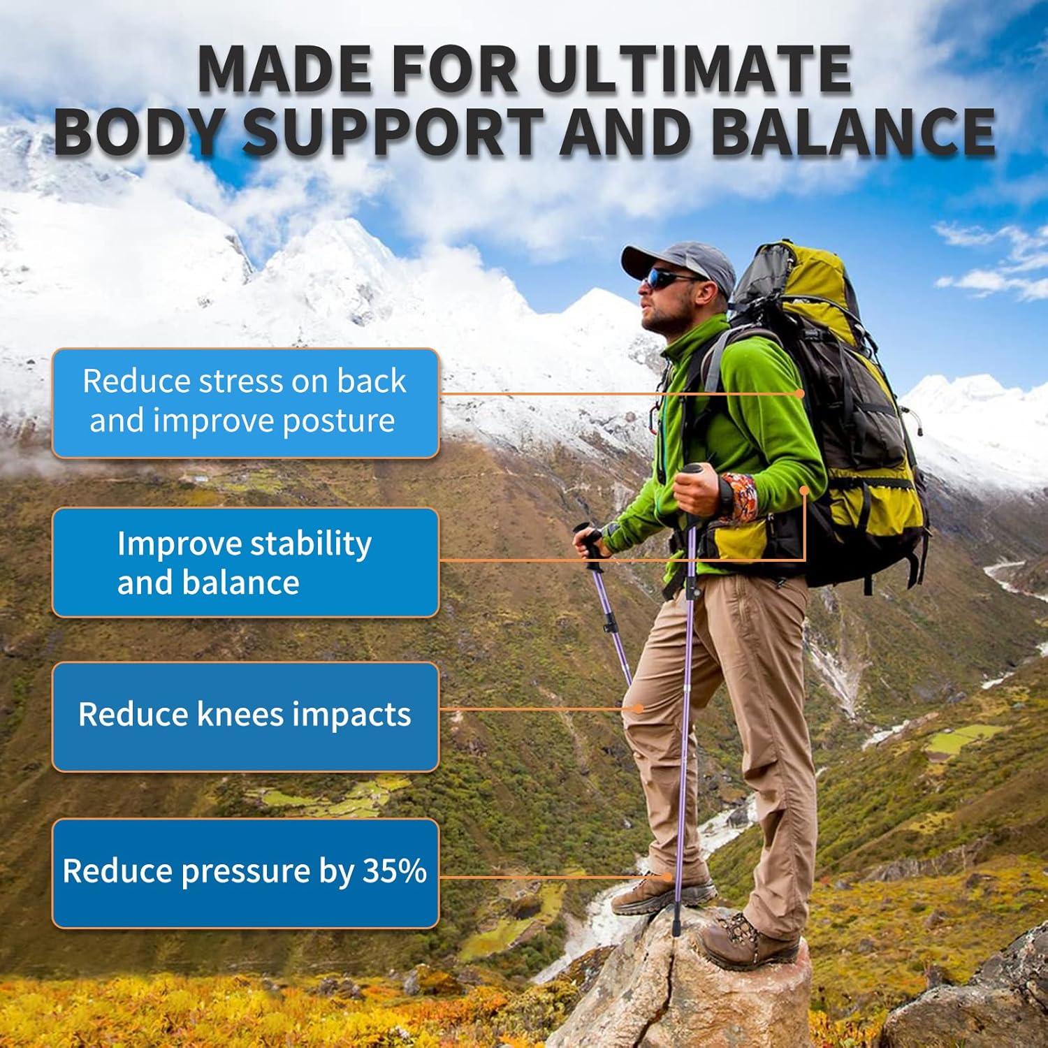 Bastones de Trekking AISUNOUTDOOR Aluminio Plegables 130 cm