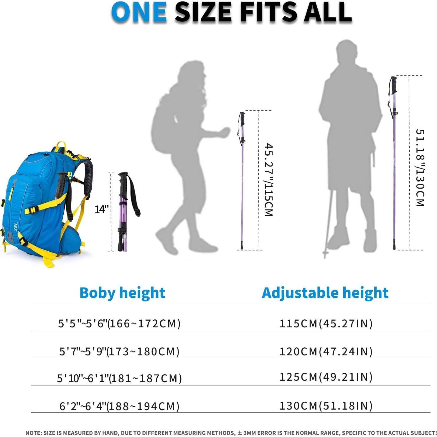 Bastones de Trekking AISUNOUTDOOR Aluminio Plegables 130 cm