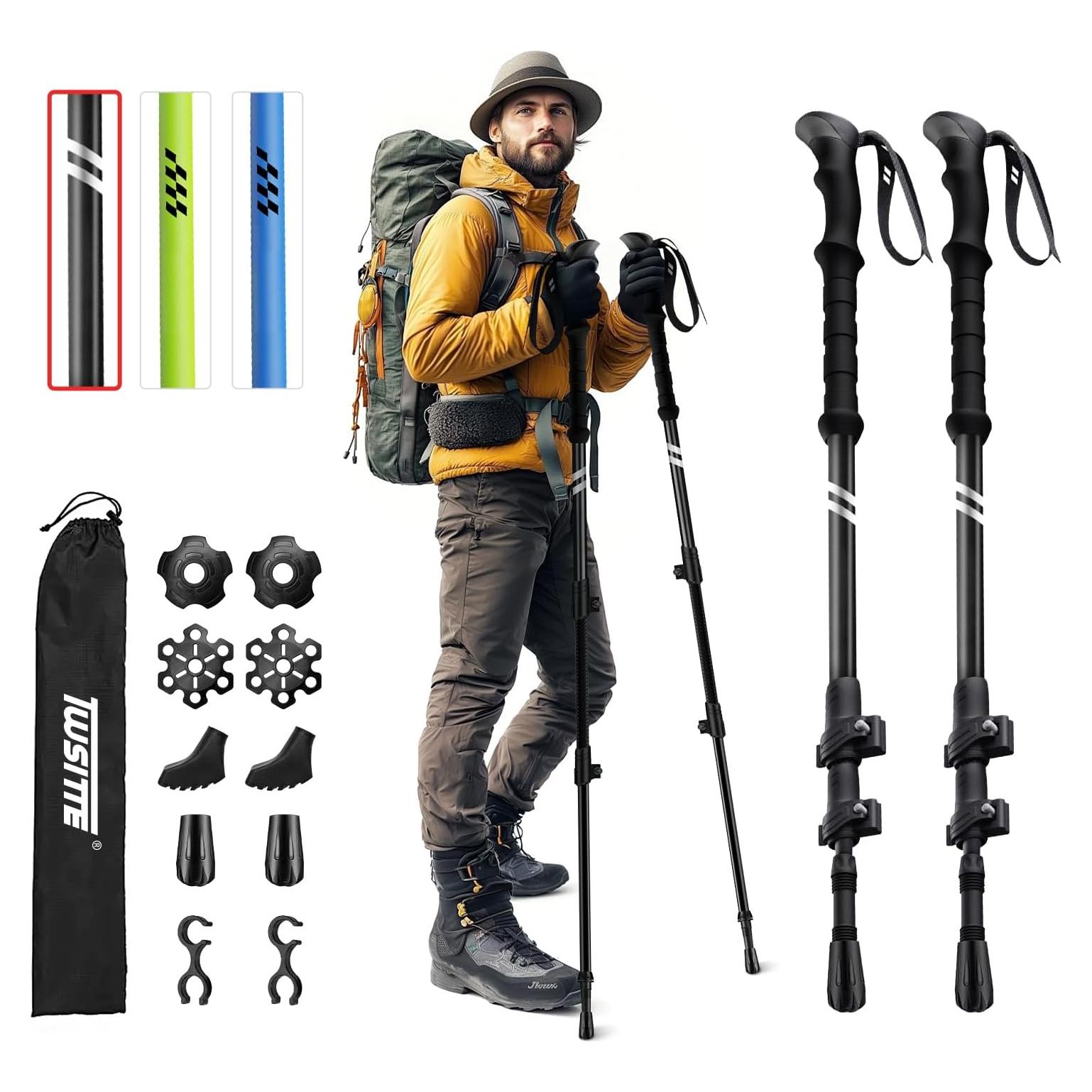 Bastones de Senderismo Plegables TWSITTE 2 Unidades Ajustables