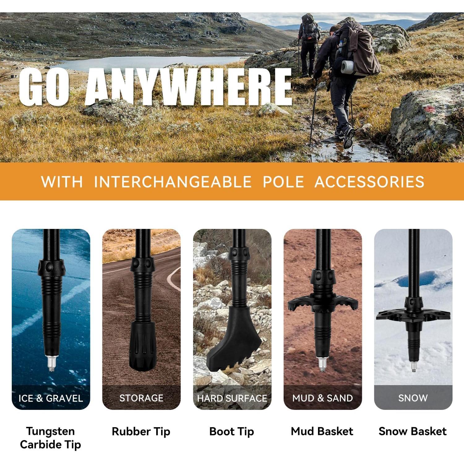 Bastones de Senderismo Plegables TWSITTE 2 Unidades Ajustables