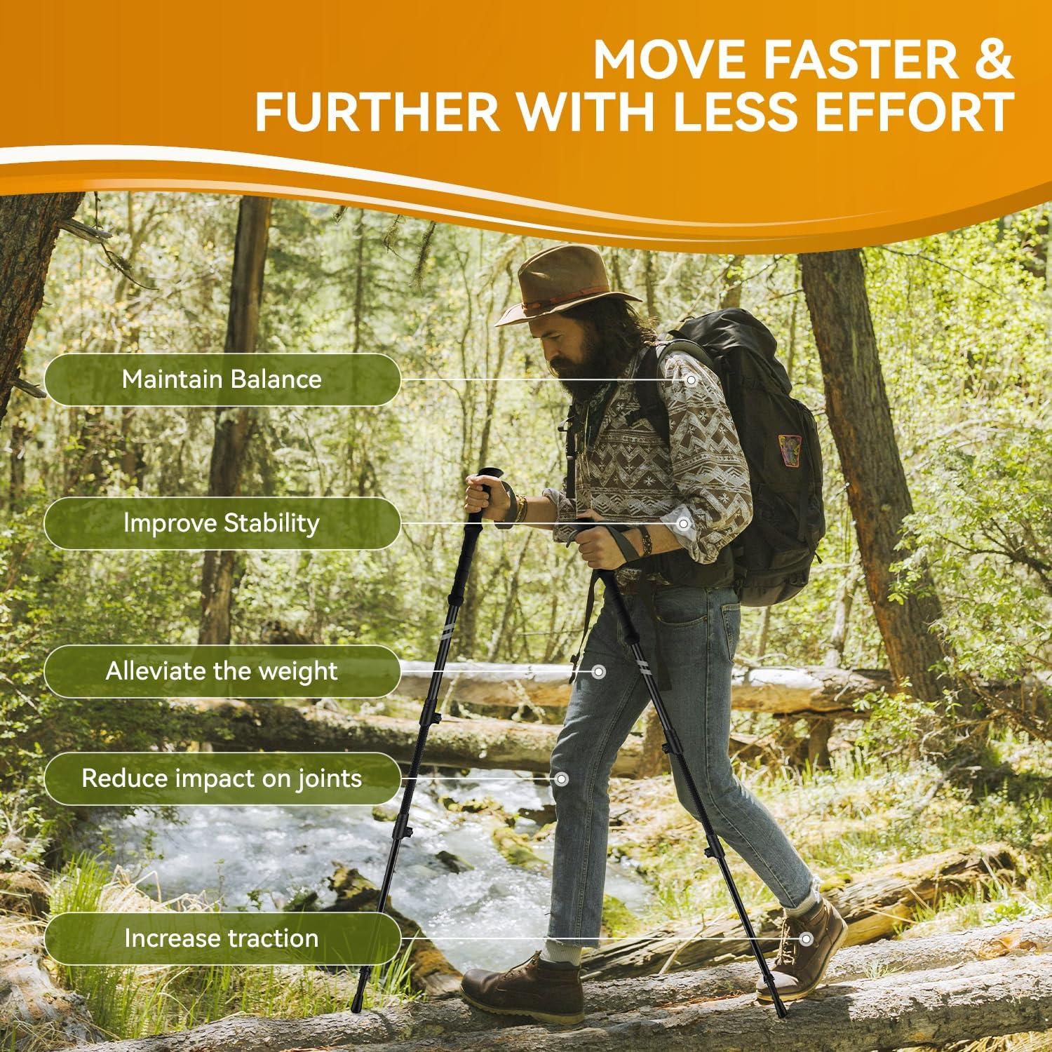 Bastones de Senderismo Plegables TWSITTE 2 Unidades Ajustables