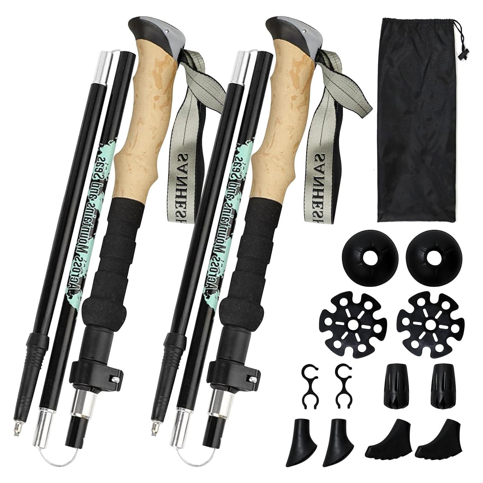 Bastones de Trekking Sanheshun 2 Pack Aluminio 128cm Ajustables