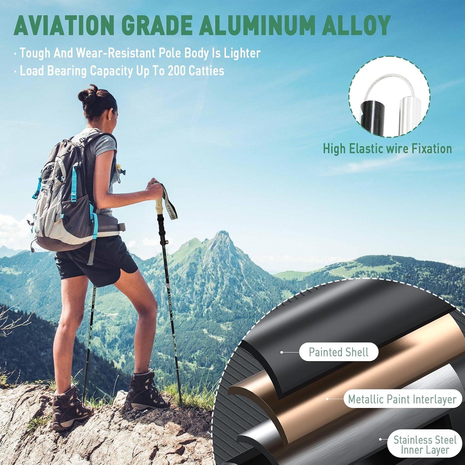 Bastones de Trekking Sanheshun 2 Pack Aluminio 128cm Ajustables