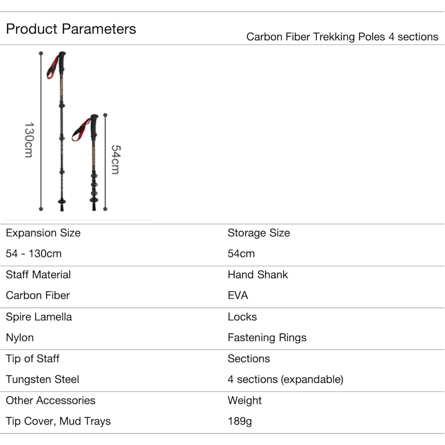 Bastón de Trekking Ultraligero Jahreszeit TUTU 130 cm Fibra de Carbono