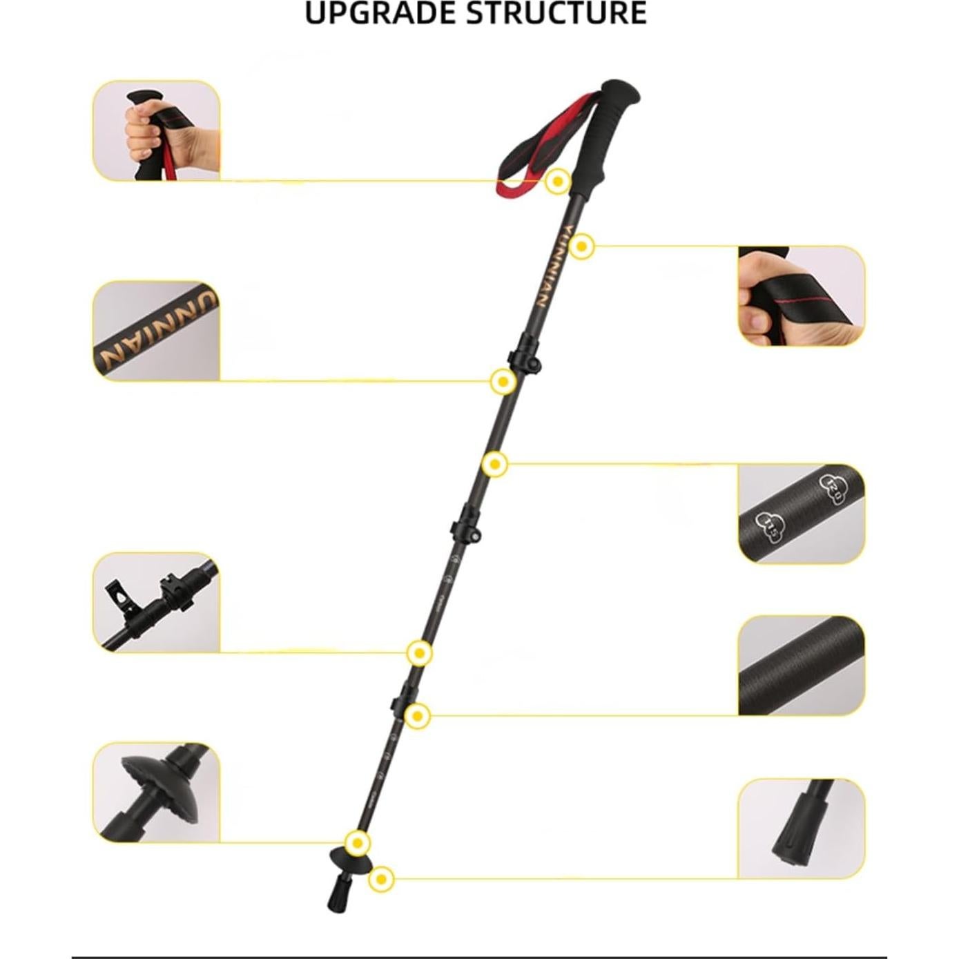 Bastón de Trekking Ultraligero Jahreszeit TUTU 130 cm Fibra de Carbono