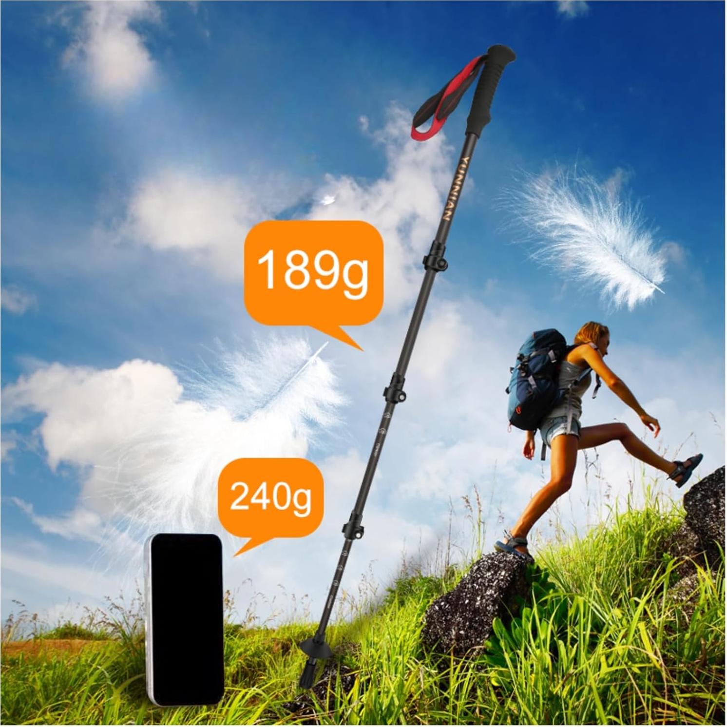 Bastón de Trekking Ultraligero Jahreszeit TUTU 130 cm Fibra de Carbono