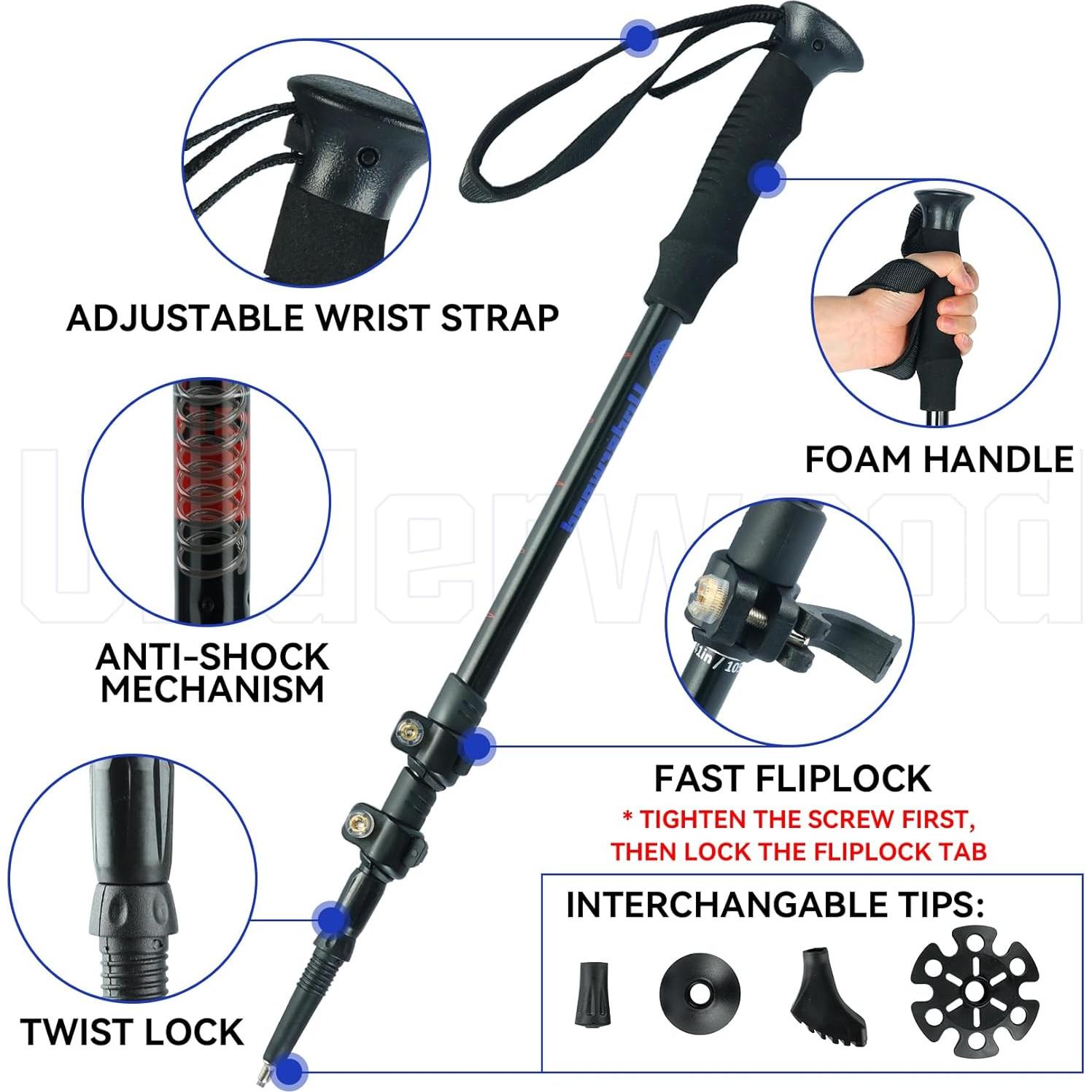 Bastones de Trekking Plegables Underwood 4 Piezas Aluminio