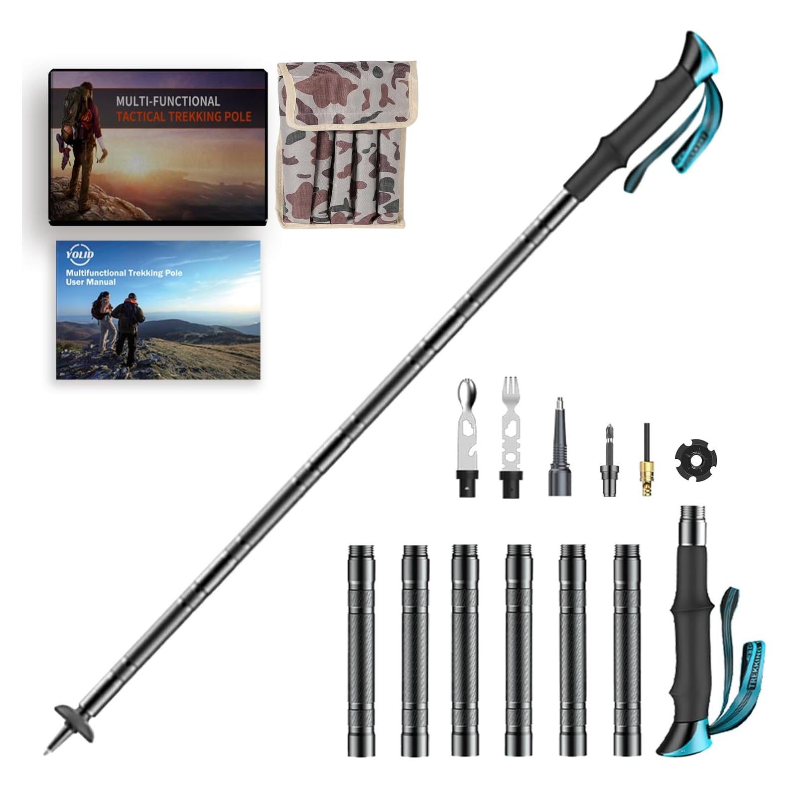 Bastón de Caminata Táctico Yolid 130cm Ligero 6-en-1