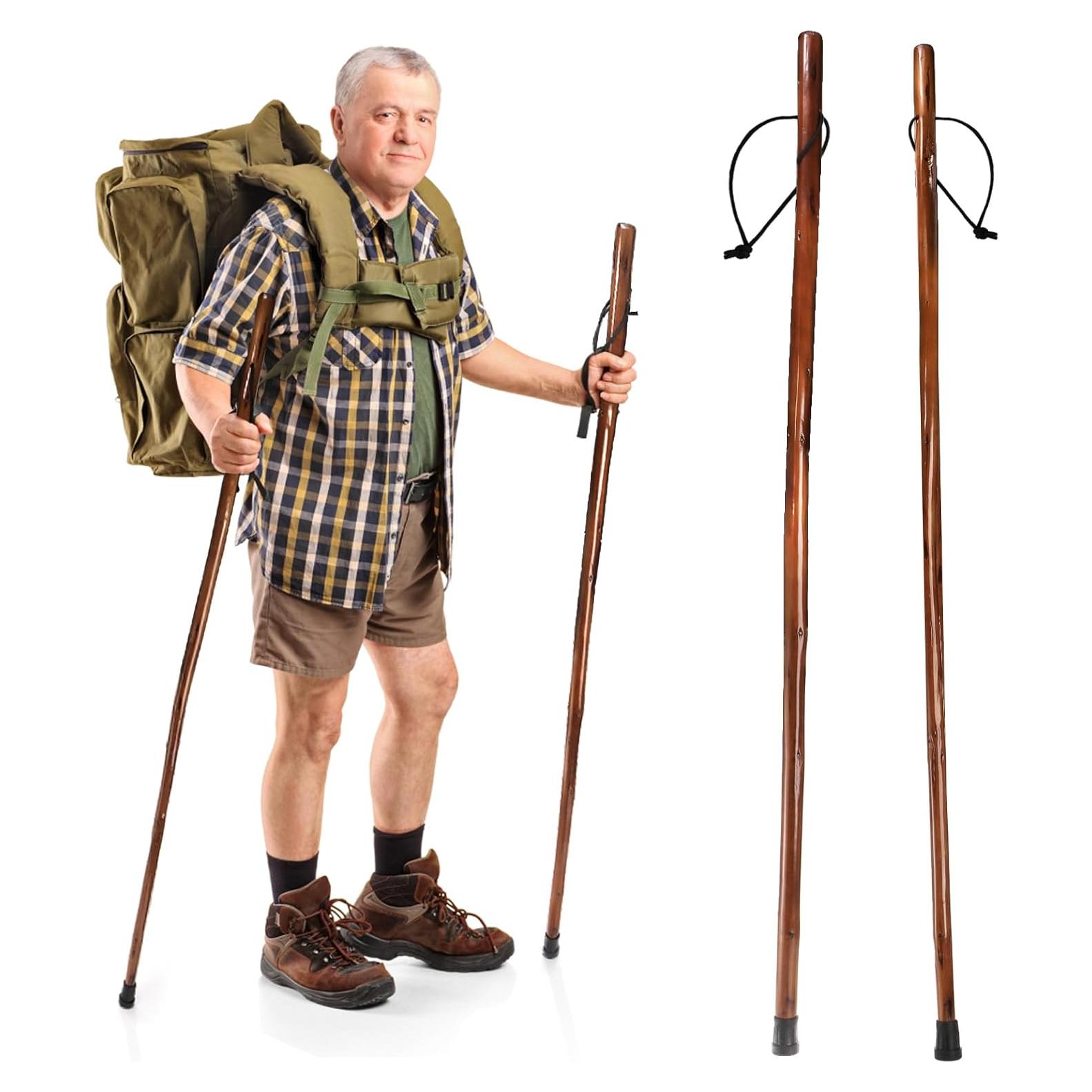 Bastones de Senderismo Mezchi 2 Paquete Madera Natural 121.92 cm