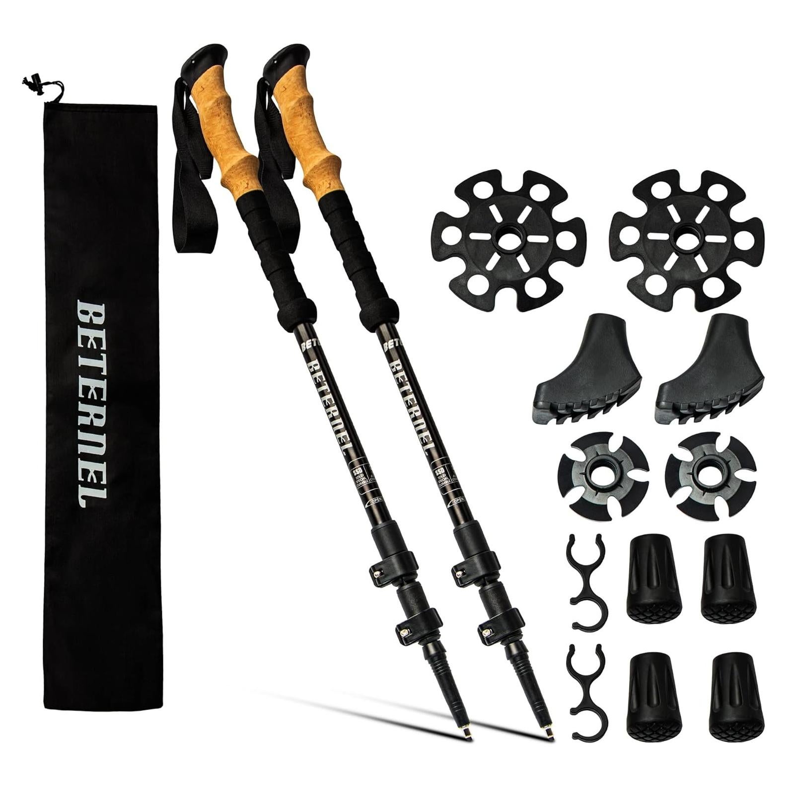 Bastones de Senderismo Plegables Beternel Aluminio 7075 Ajustables