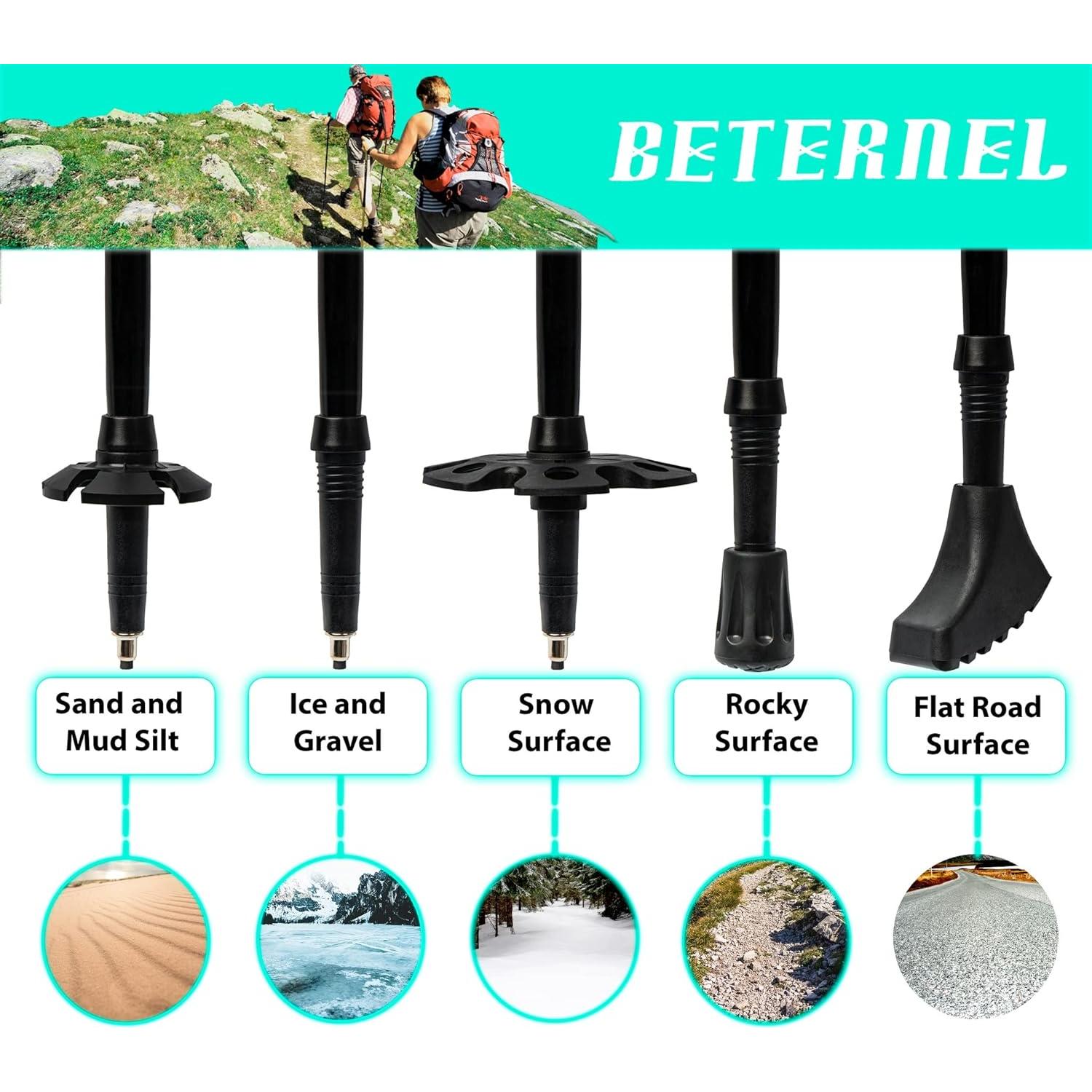 Bastones de Senderismo Plegables Beternel Aluminio 7075 Ajustables