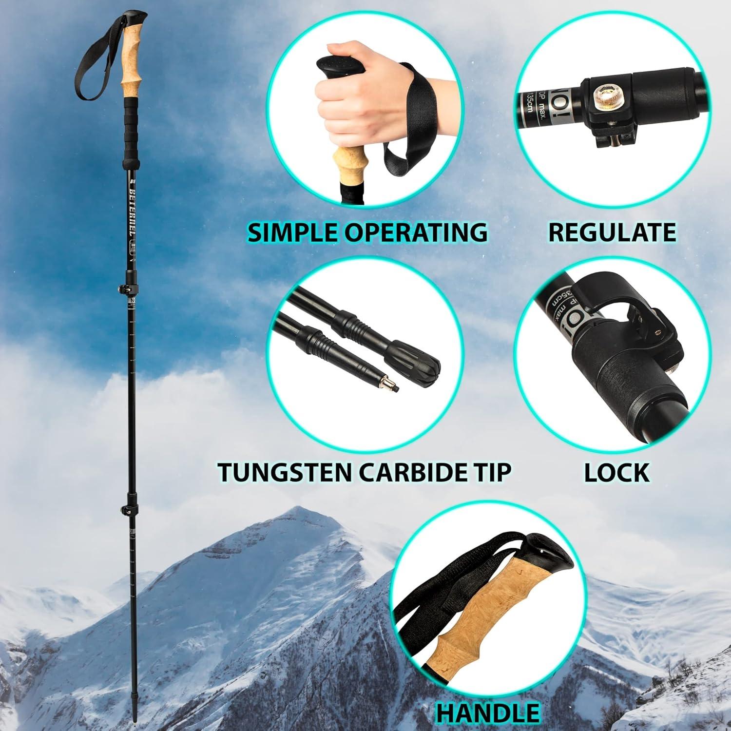 Bastones de Senderismo Plegables Beternel Aluminio 7075 Ajustables