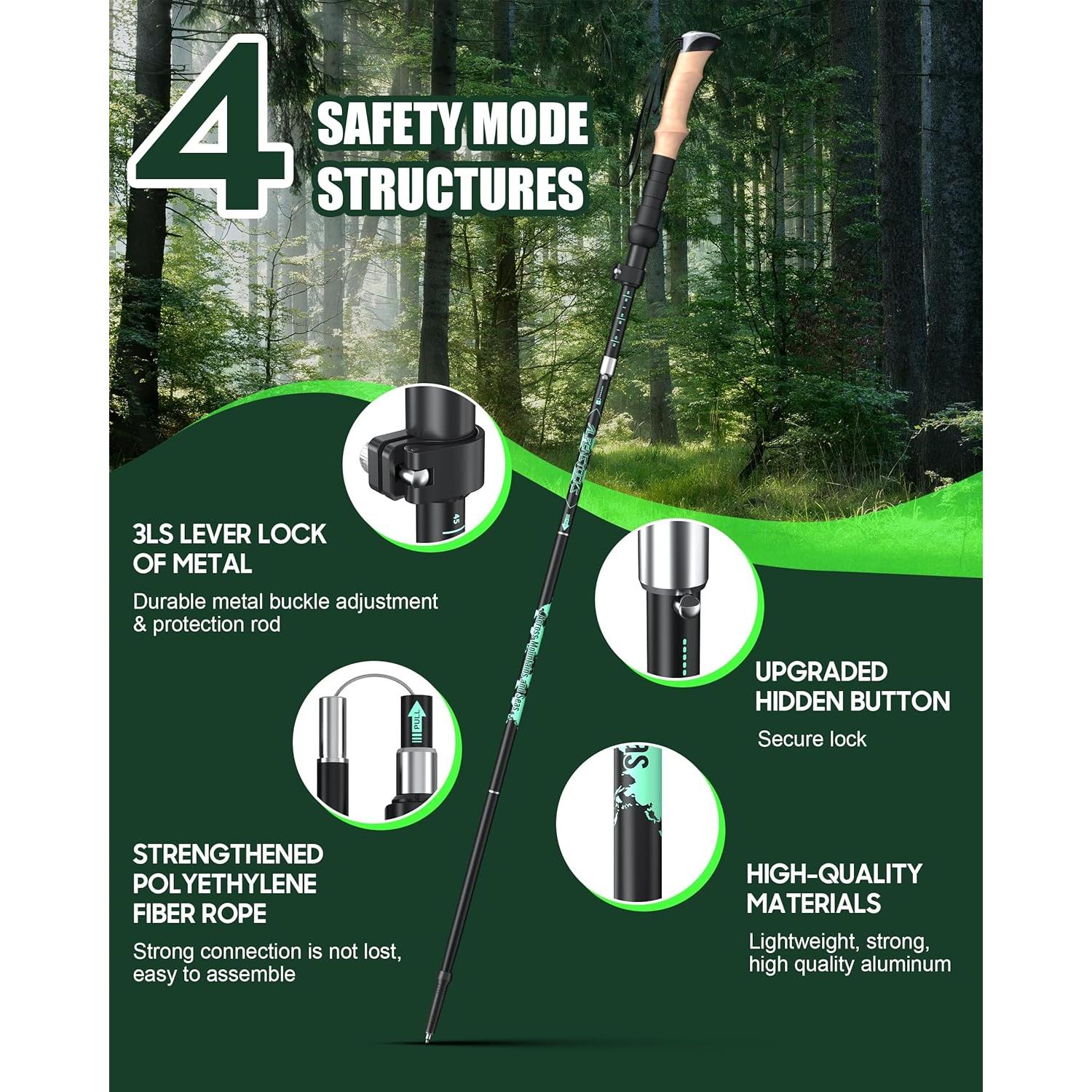 Bastones de Trekking Pojifi PO-TR01 Aluminio Ajustables 135 cm