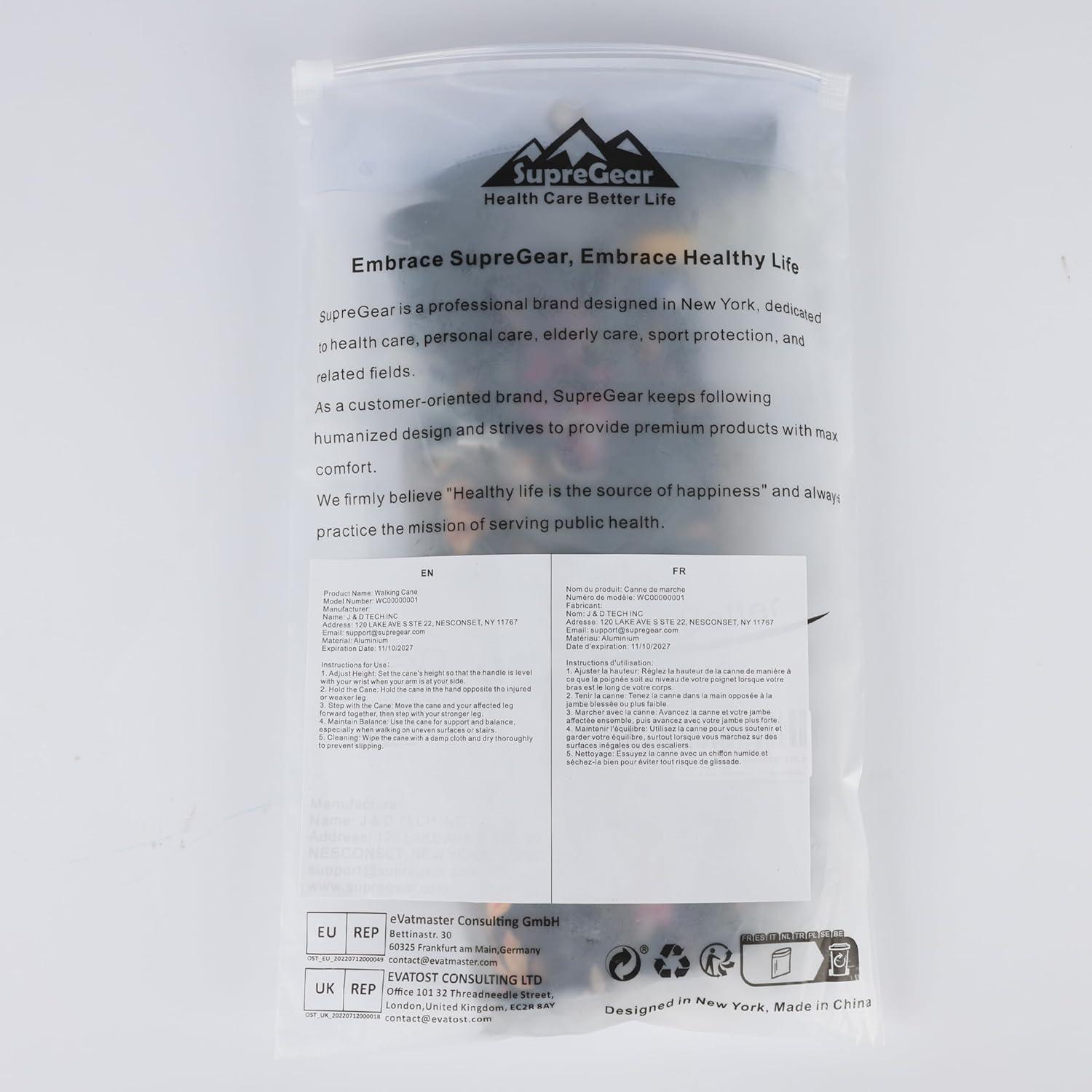 Bastón Plegable Supregear Ajustable 83.8-94 cm Antideslizante