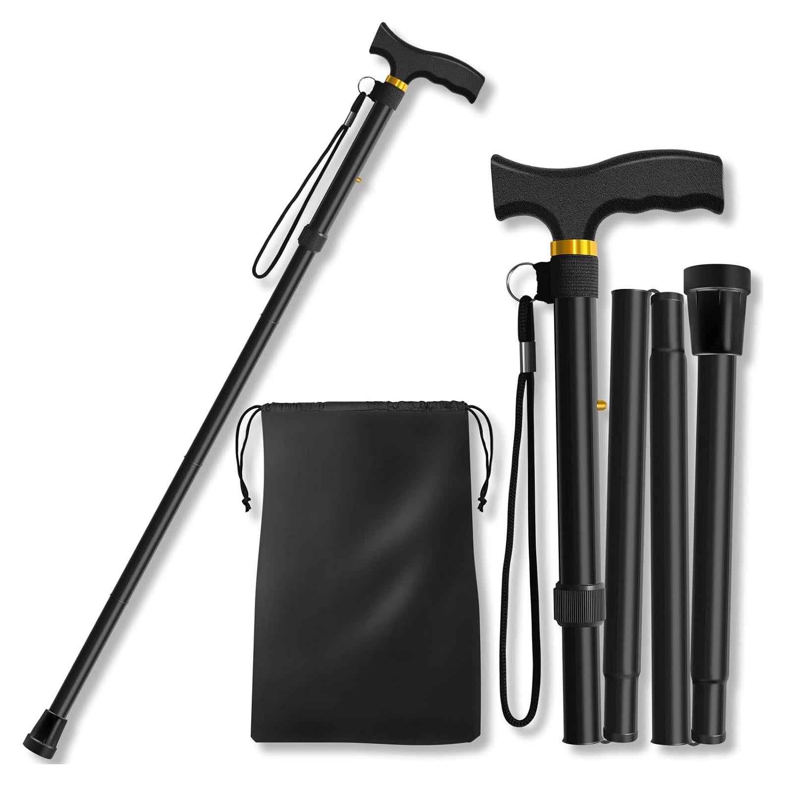 Bastón Plegable Akeoil Ajustable para Caminata - Negro