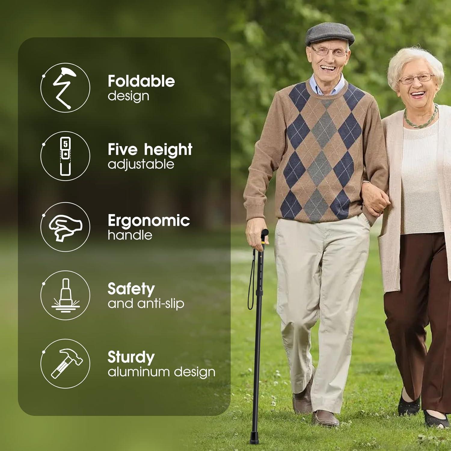 Bastón Plegable Akeoil Ajustable para Caminata - Negro