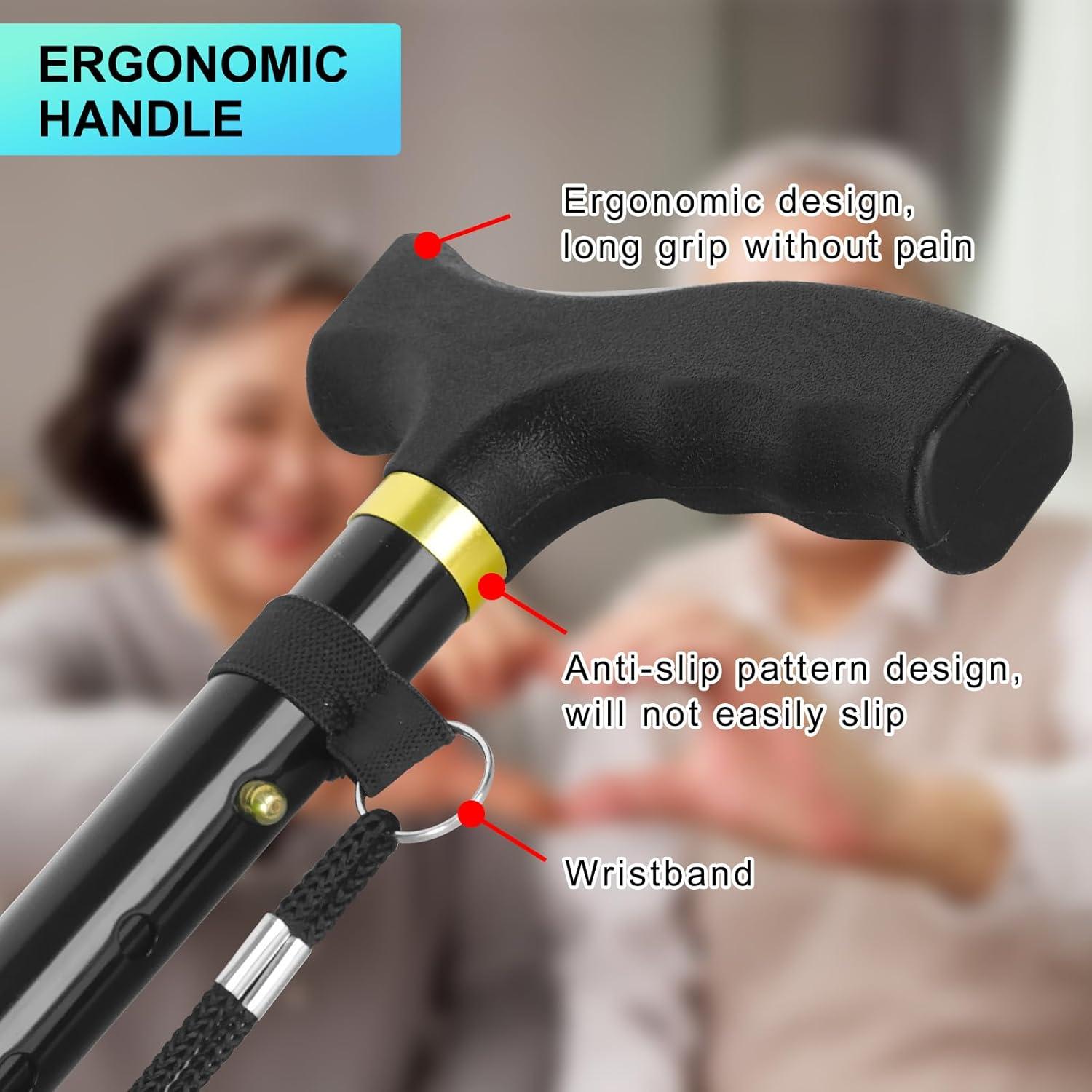 Bastón Plegable Akeoil Ajustable para Caminata - Negro