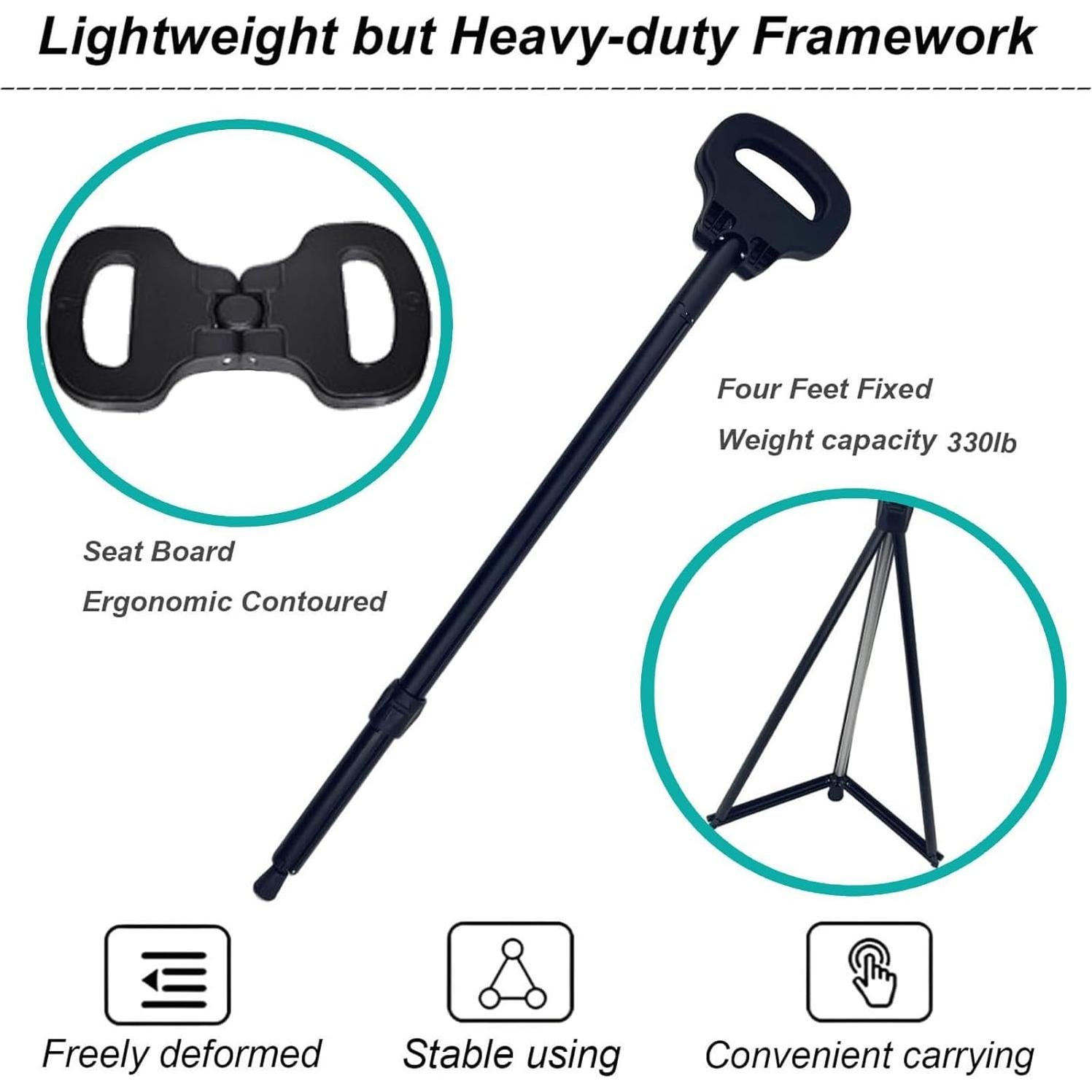 Bastón de Caminar Plegable con Asiento MJVV OUT02 - Aluminio