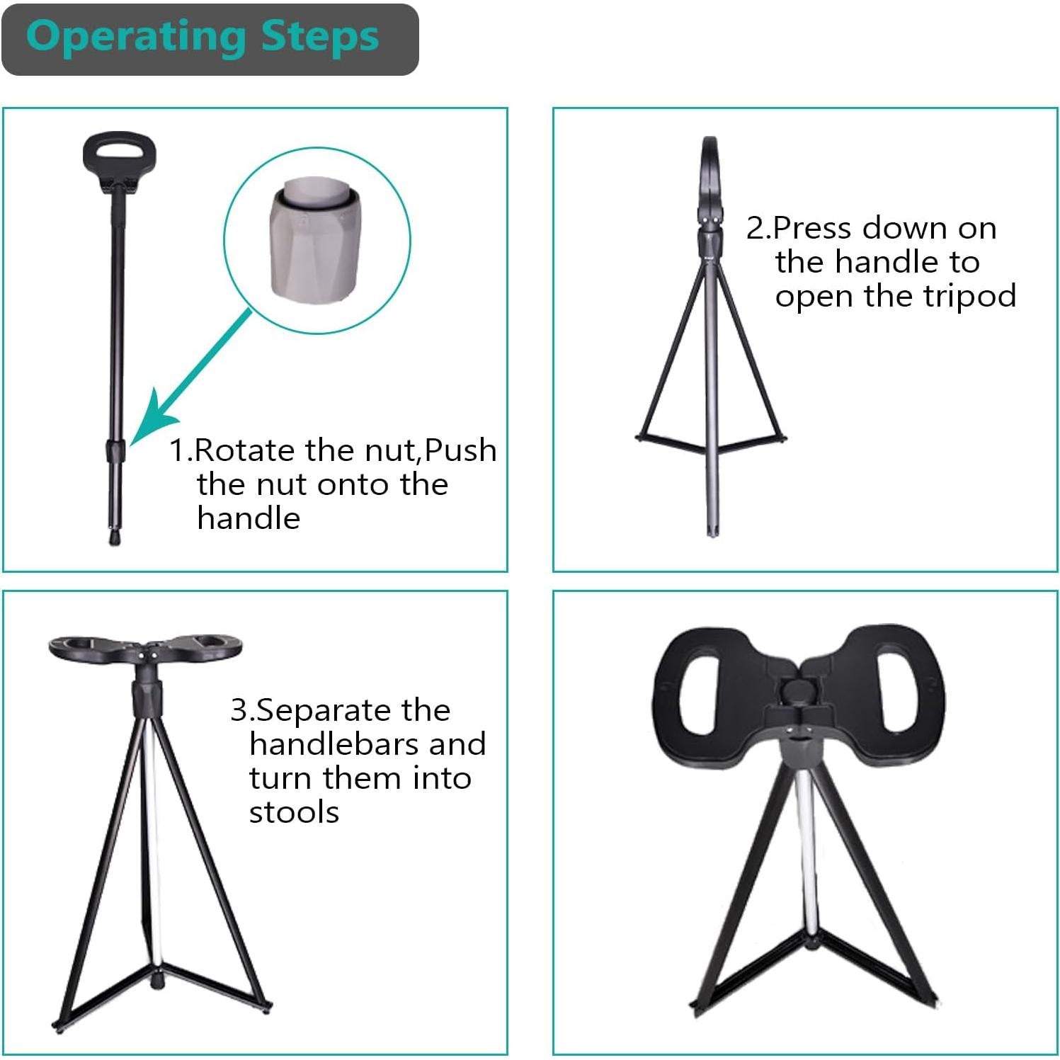 Bastón de Caminar Plegable con Asiento MJVV OUT02 - Aluminio
