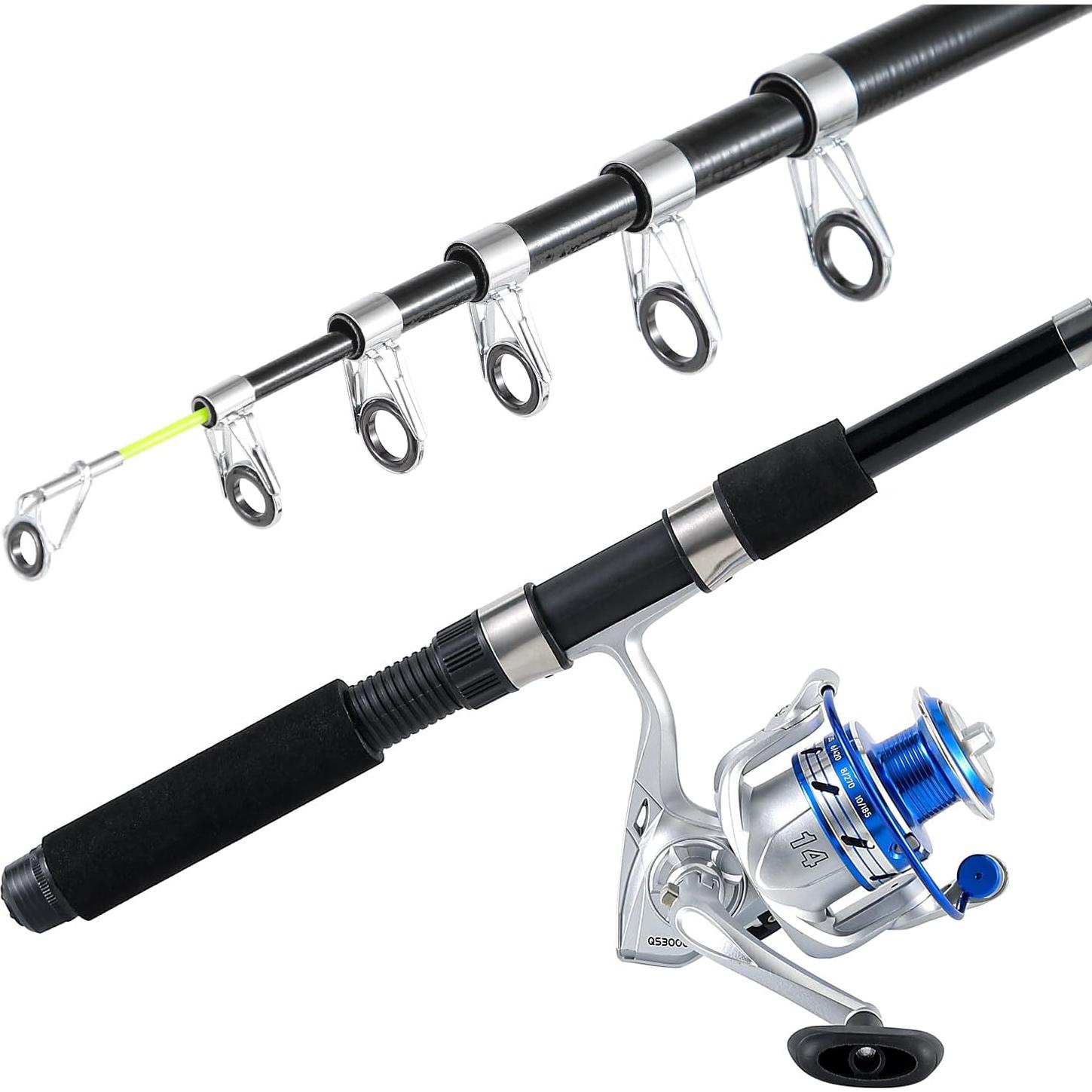 Combo de caña de pescar Tripquips 2.1m fibra de carbono