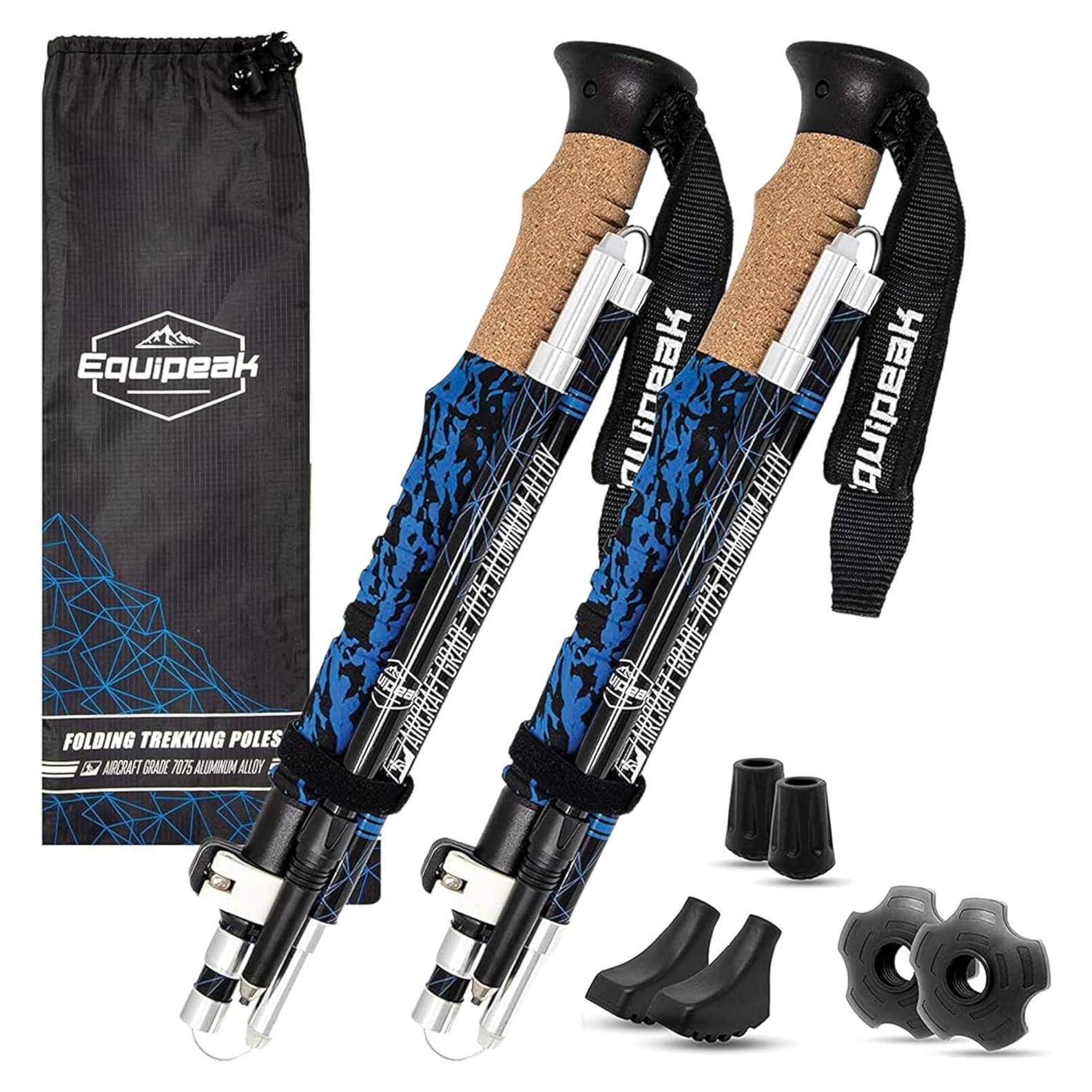 Bastones de Senderismo Plegables Equipeak 7075 Aluminio Azul
