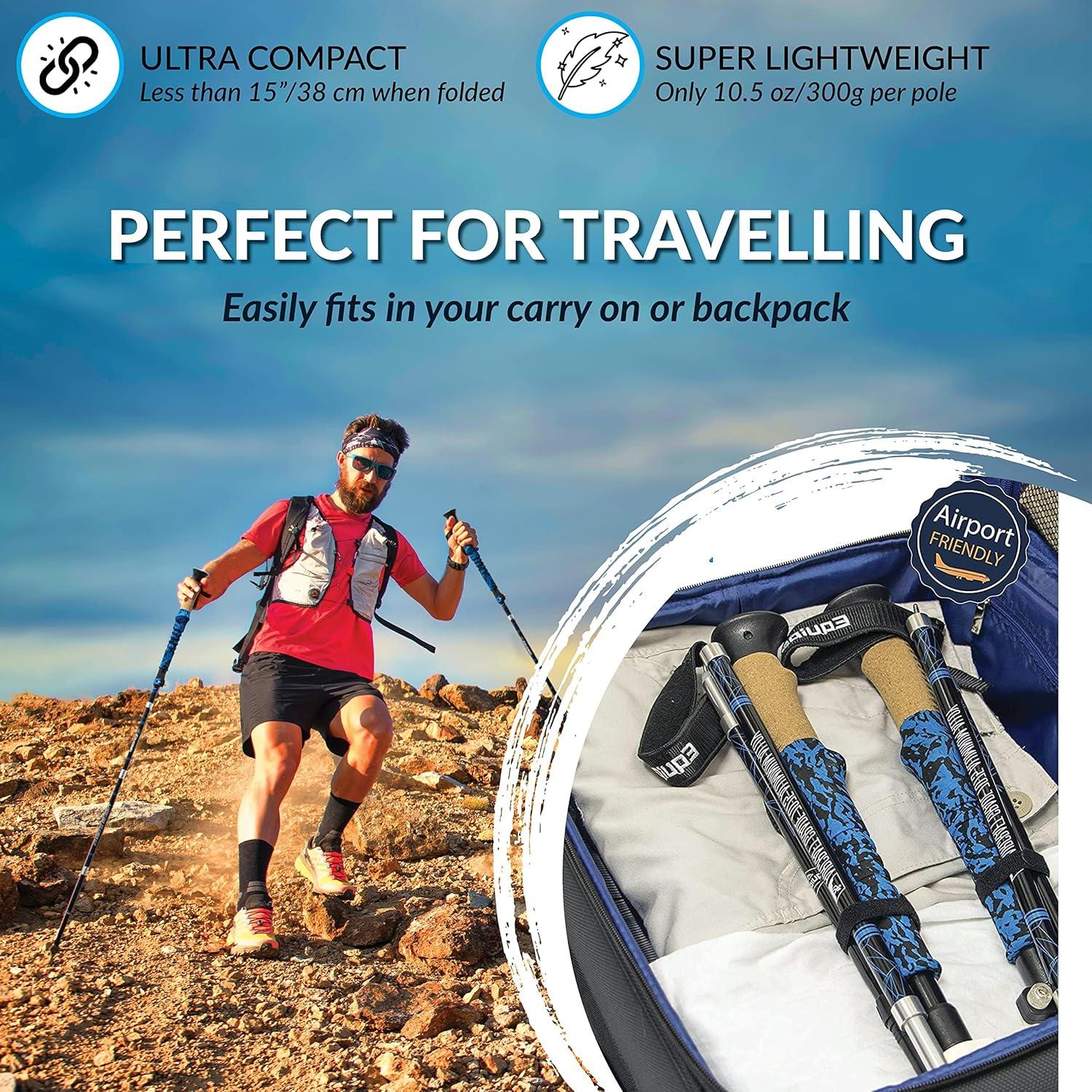 Bastones de Senderismo Plegables Equipeak 7075 Aluminio Azul