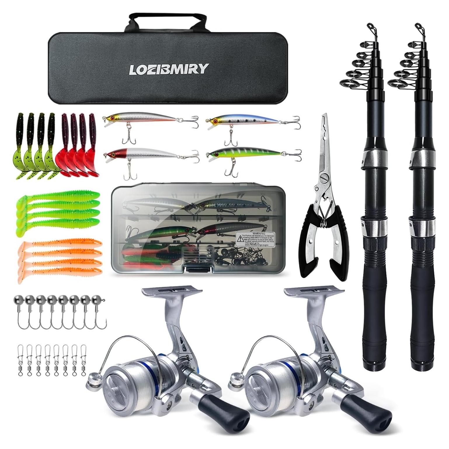 Combo de Caña de Pesca Telescópica LOEIBMIRY 2.1m con Carretes