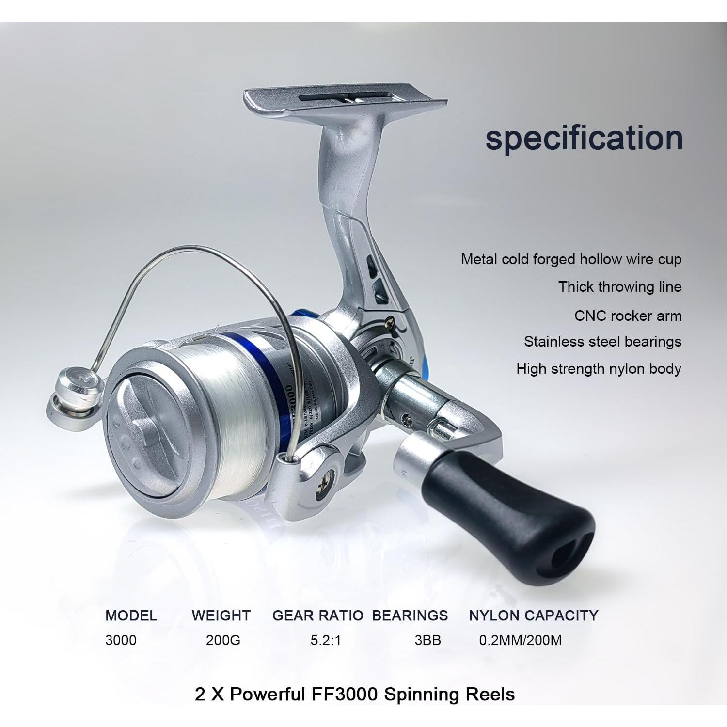 Combo de Caña de Pesca Telescópica LOEIBMIRY 2.1m con Carretes