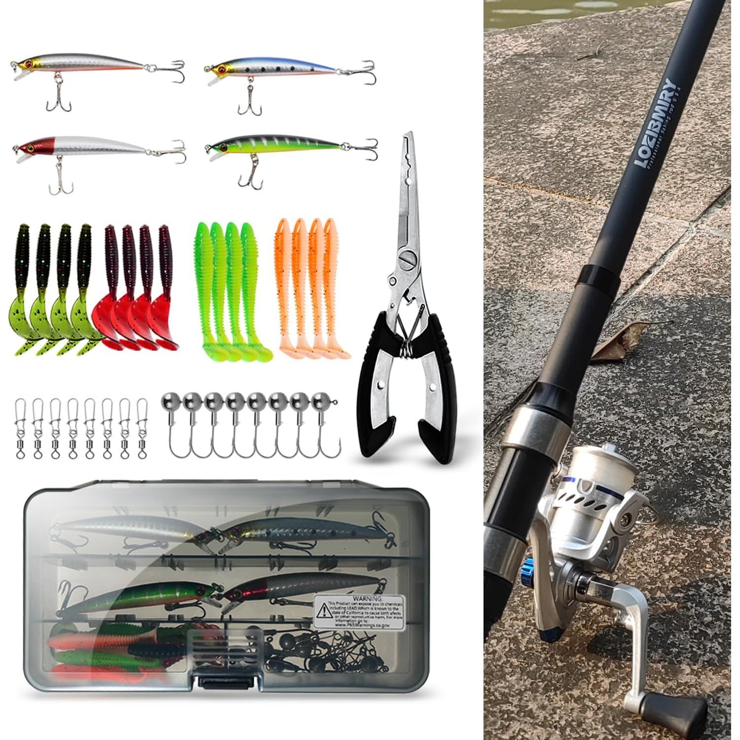 Combo de Caña de Pesca Telescópica LOEIBMIRY 2.1m con Carretes