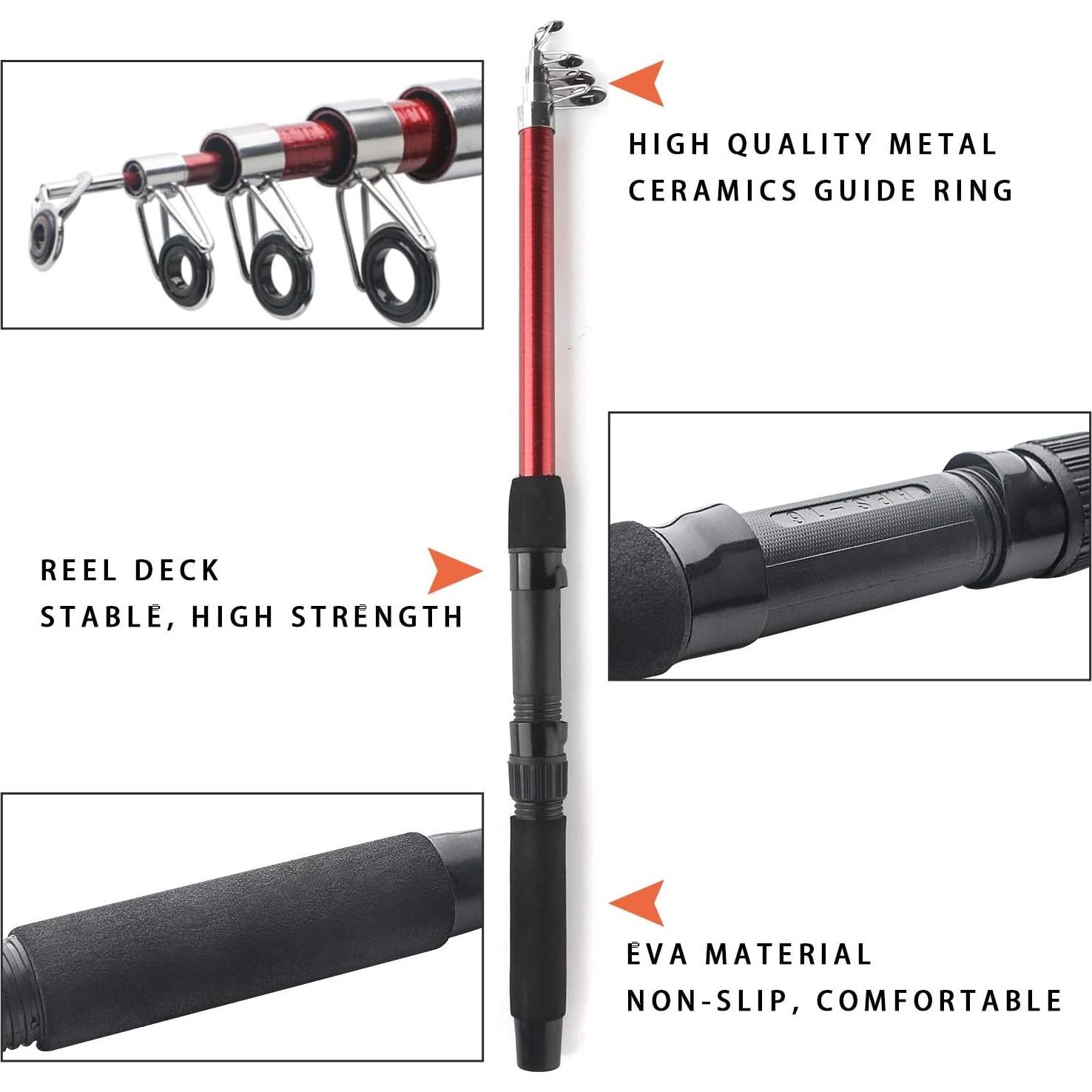 Combo de caña de pescar telescópica Mouhike 1.8m 2pcs con carrete