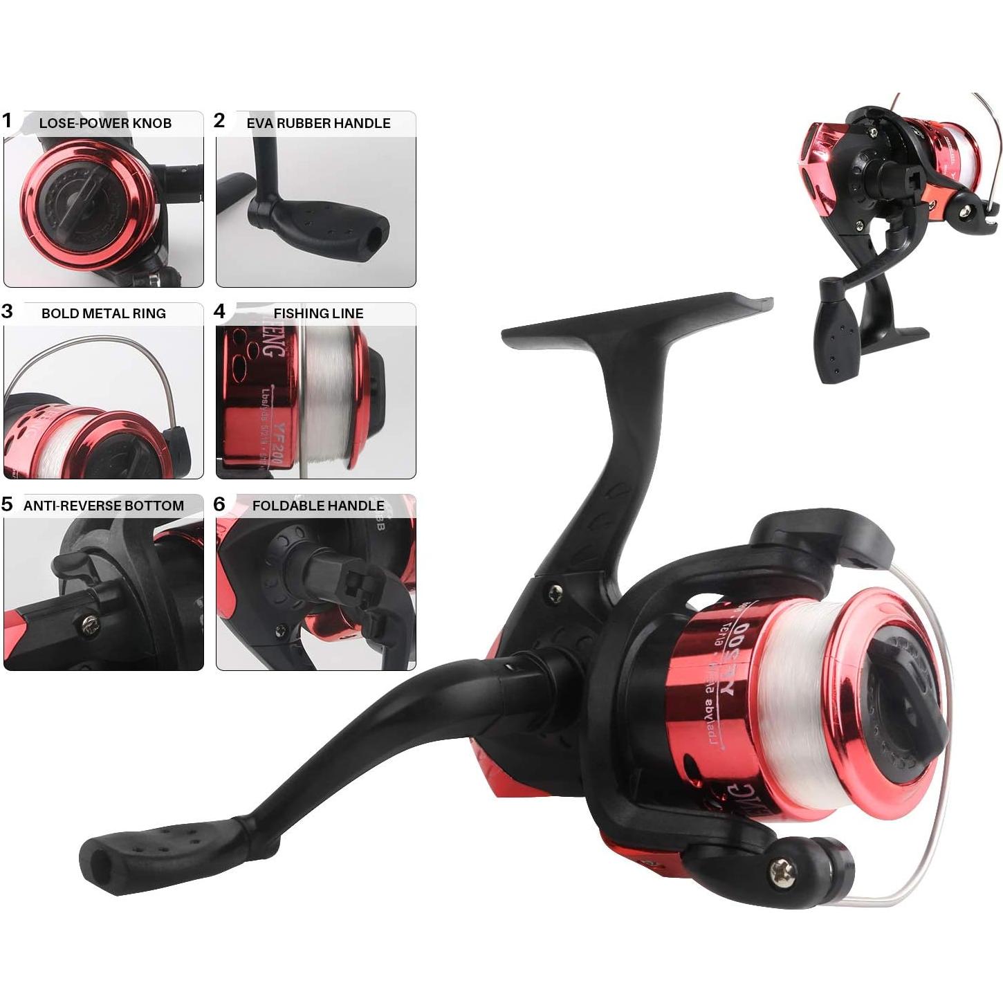 Combo de caña de pescar telescópica Mouhike 1.8m 2pcs con carrete