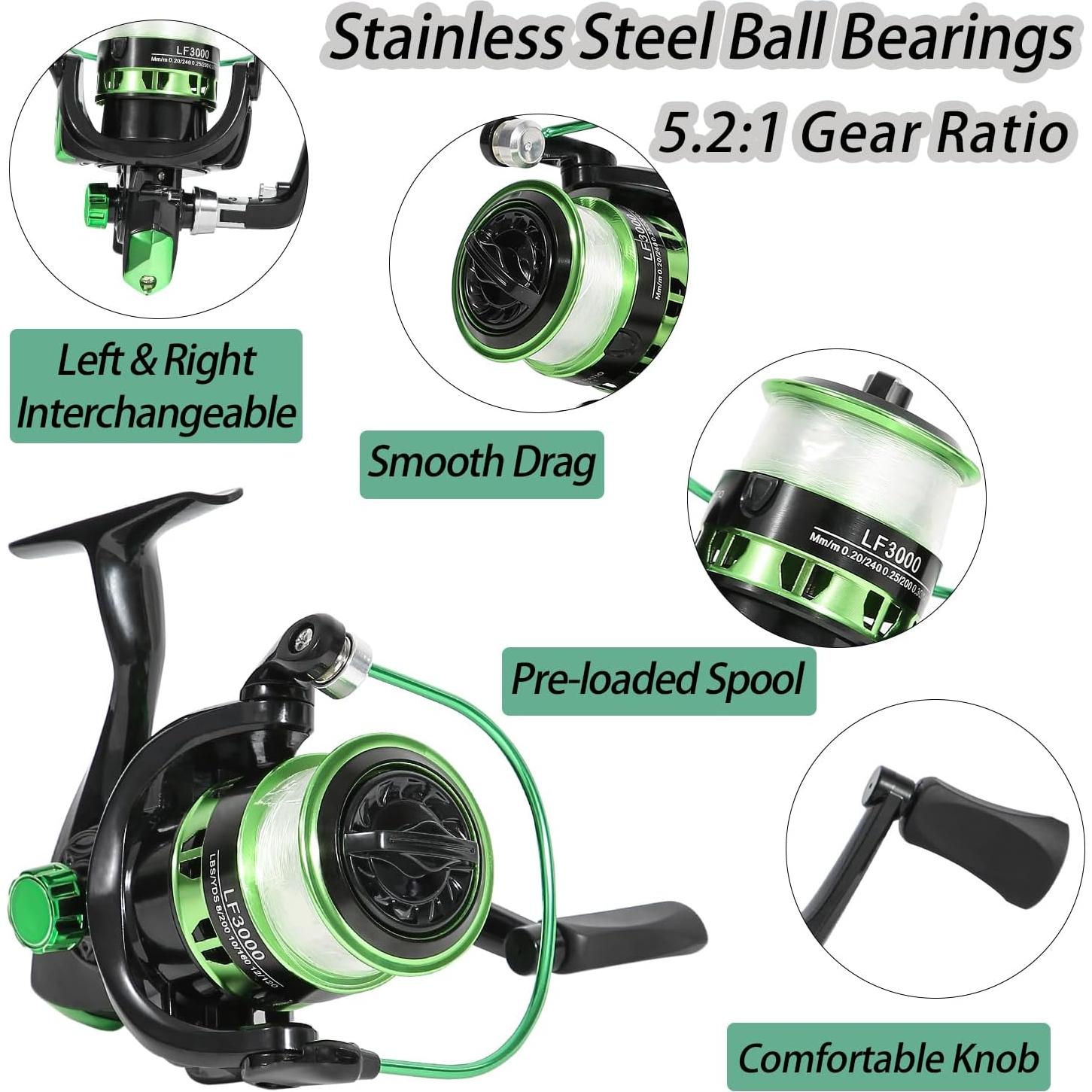 Caña de Pesca Telescópica Tripquips 2.1m con Carrete y Accesorios