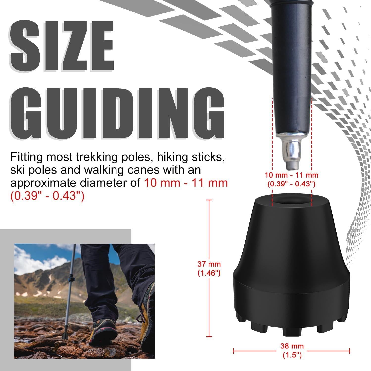 Puntas de Goma SupreGear para Bastones de Trekking 11mm