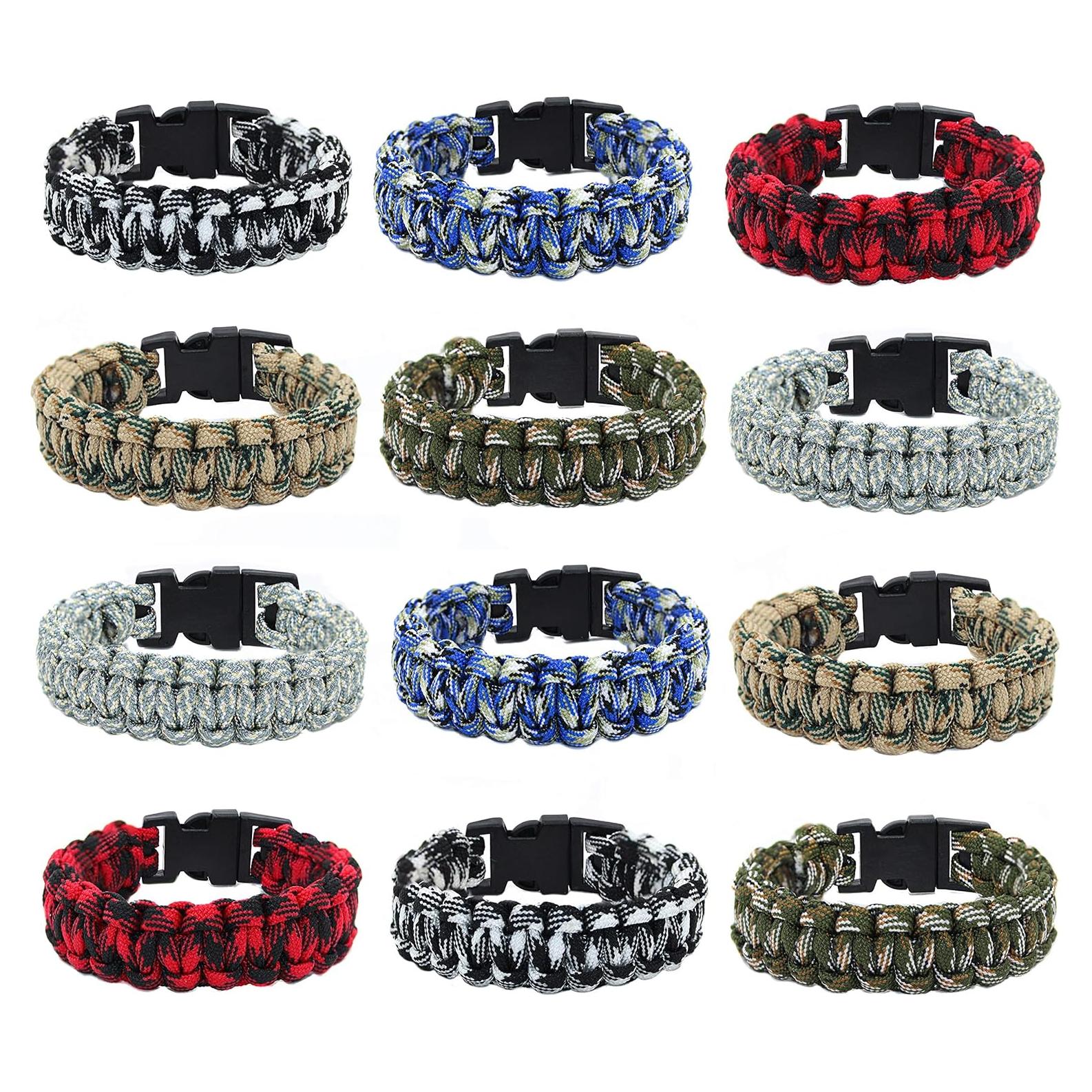 12 Pulseras Paracord FROG SAC para Niños 4+ Años