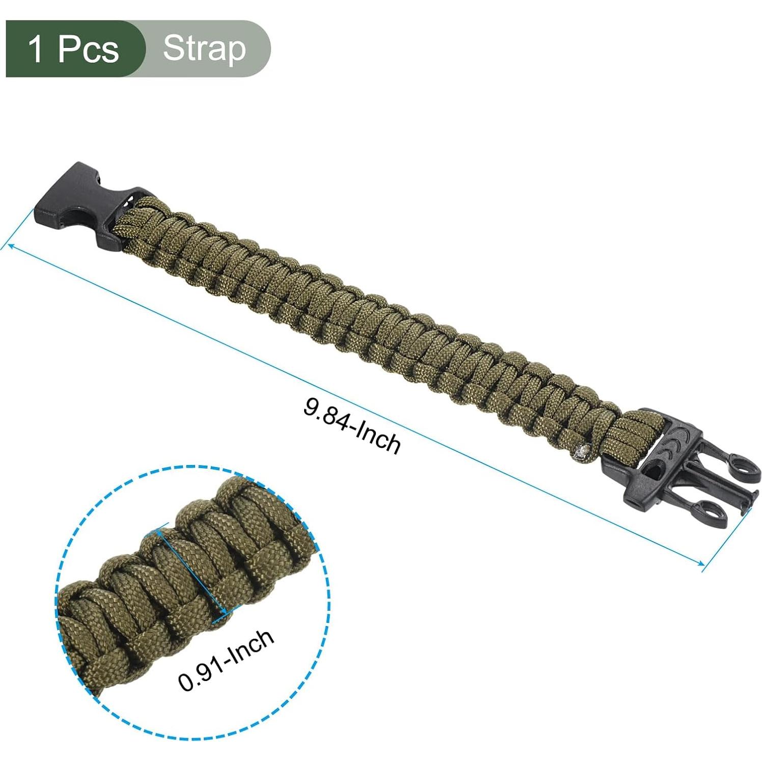 Pulsera de Supervivencia Paracord YOKIVE Verde Oscuro 25 cm
