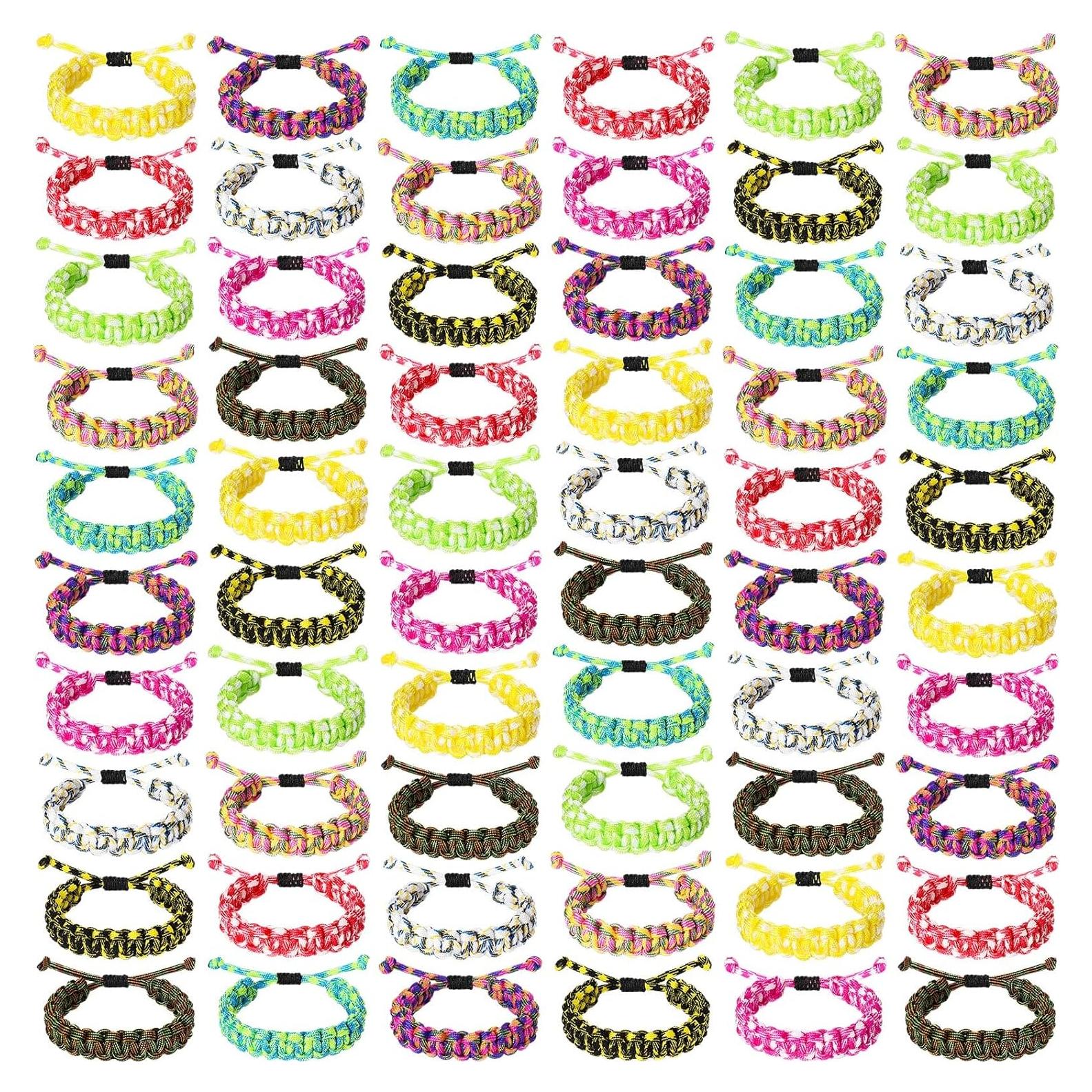 Crowye 60 Pulseras de Paracord Camo Ajustables para Supervivencia
