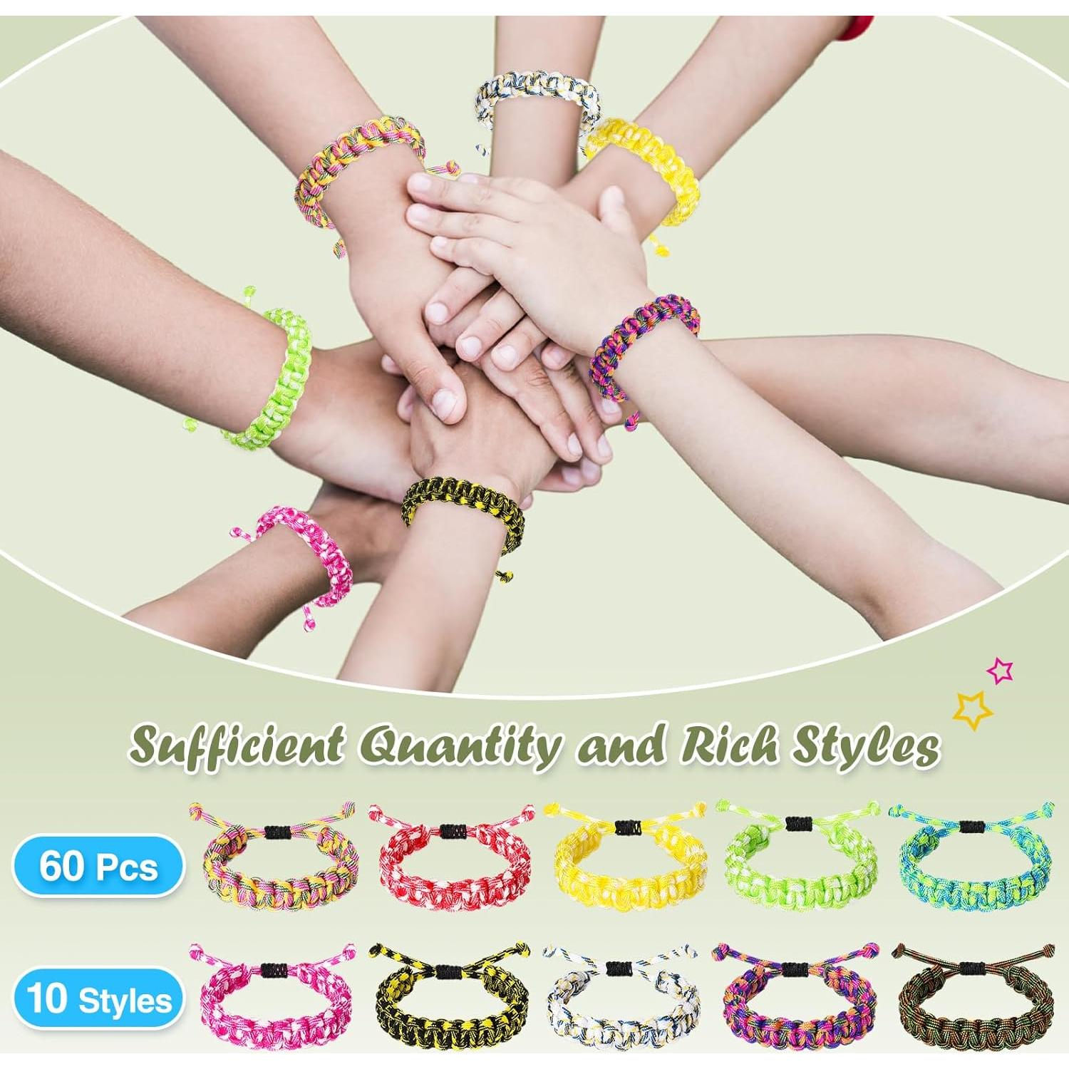 Crowye 60 Pulseras de Paracord Camo Ajustables para Supervivencia