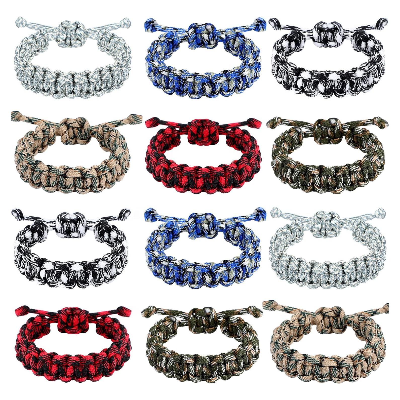 Bonuci 12 Pulseras de Paracord Ajustables Camuflaje