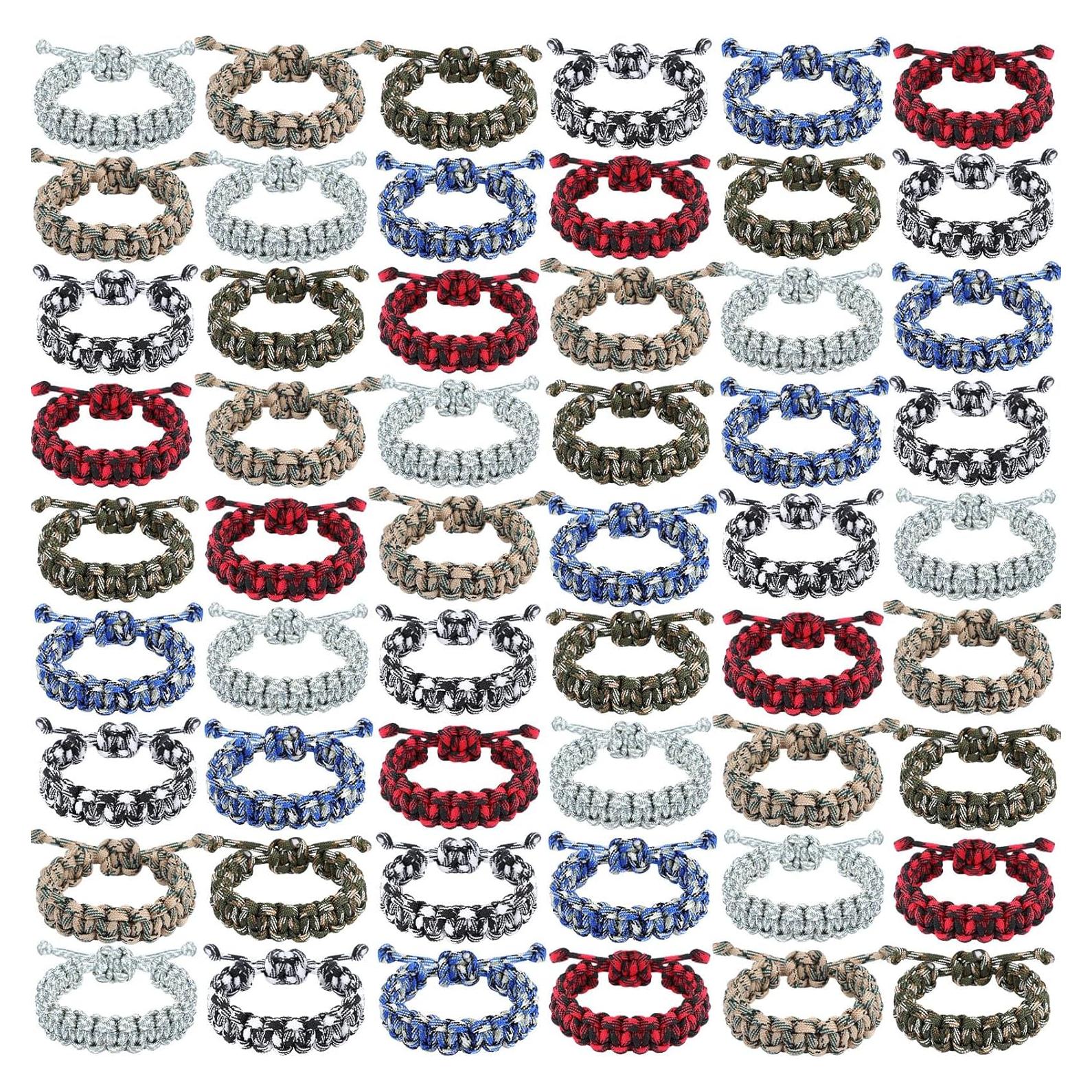 Inbagi 50 Pulseras de Paracord Ajustables Camo para Supervivencia