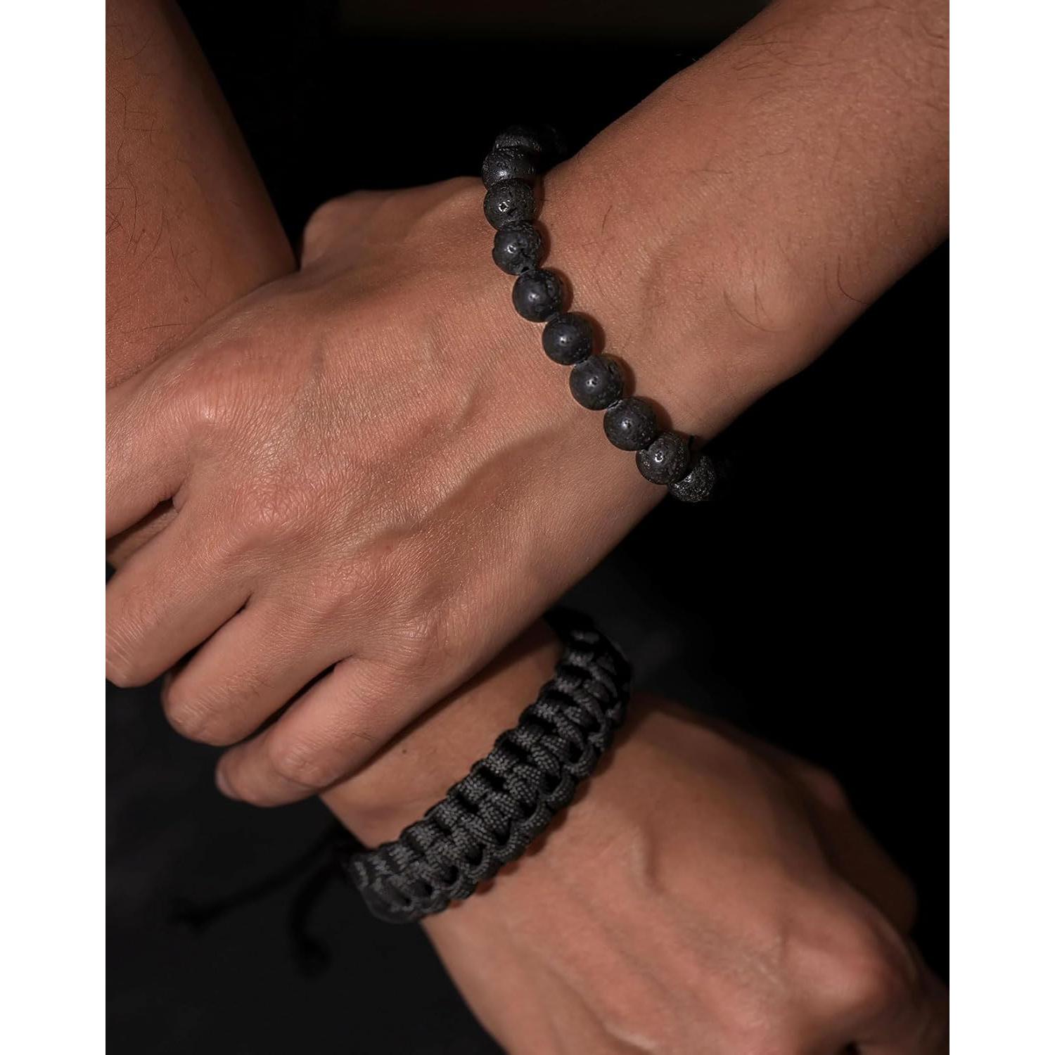 Juego de 2 Pulseras de Supervivencia Paracord y Lava Xfoxstal