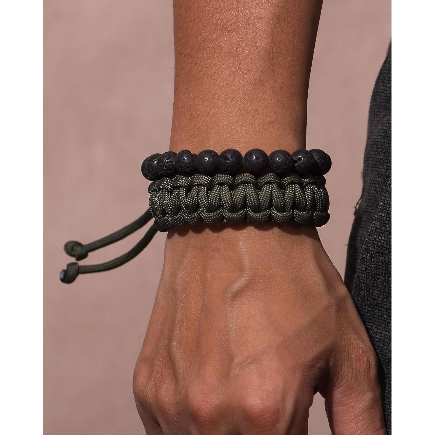 Juego de 2 Pulseras de Supervivencia Paracord y Lava Xfoxstal
