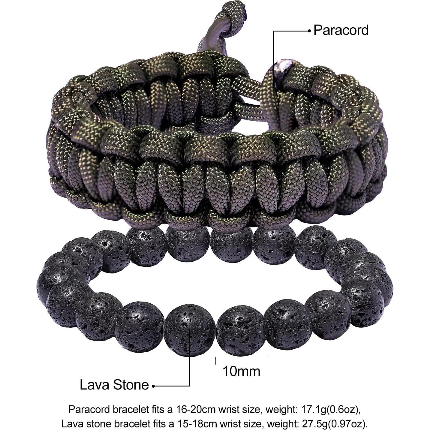 Juego de 2 Pulseras de Supervivencia Paracord y Lava Xfoxstal
